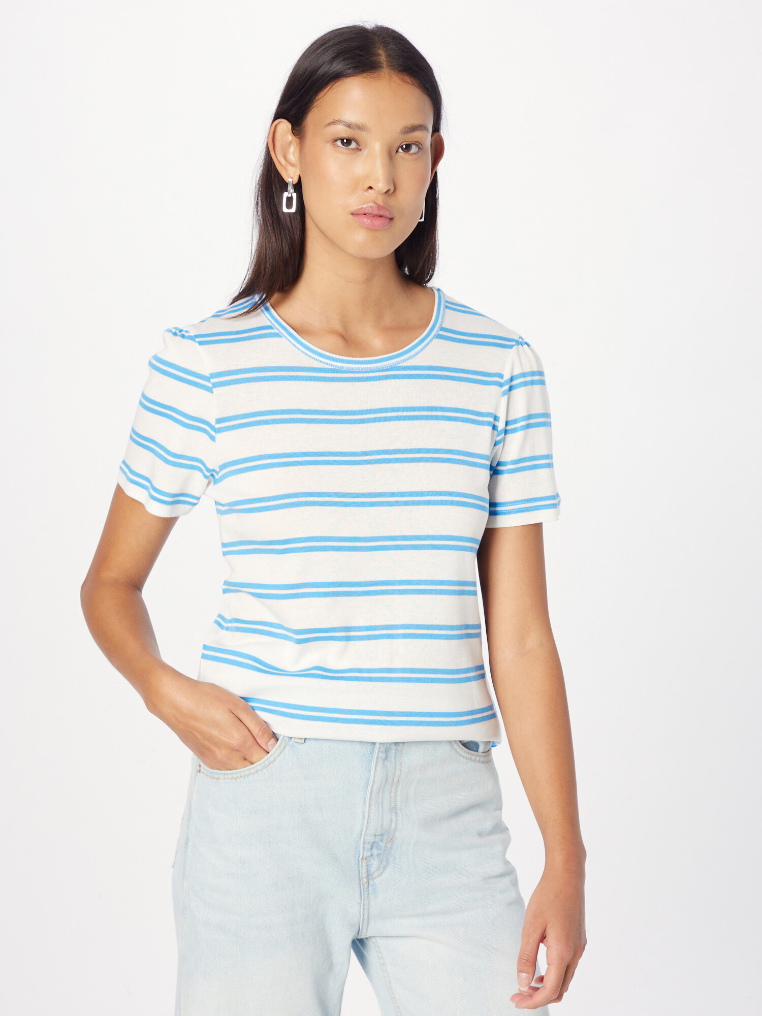 Soft Rebels Tricou 'SREmelia' azur / alb - Pled.ro