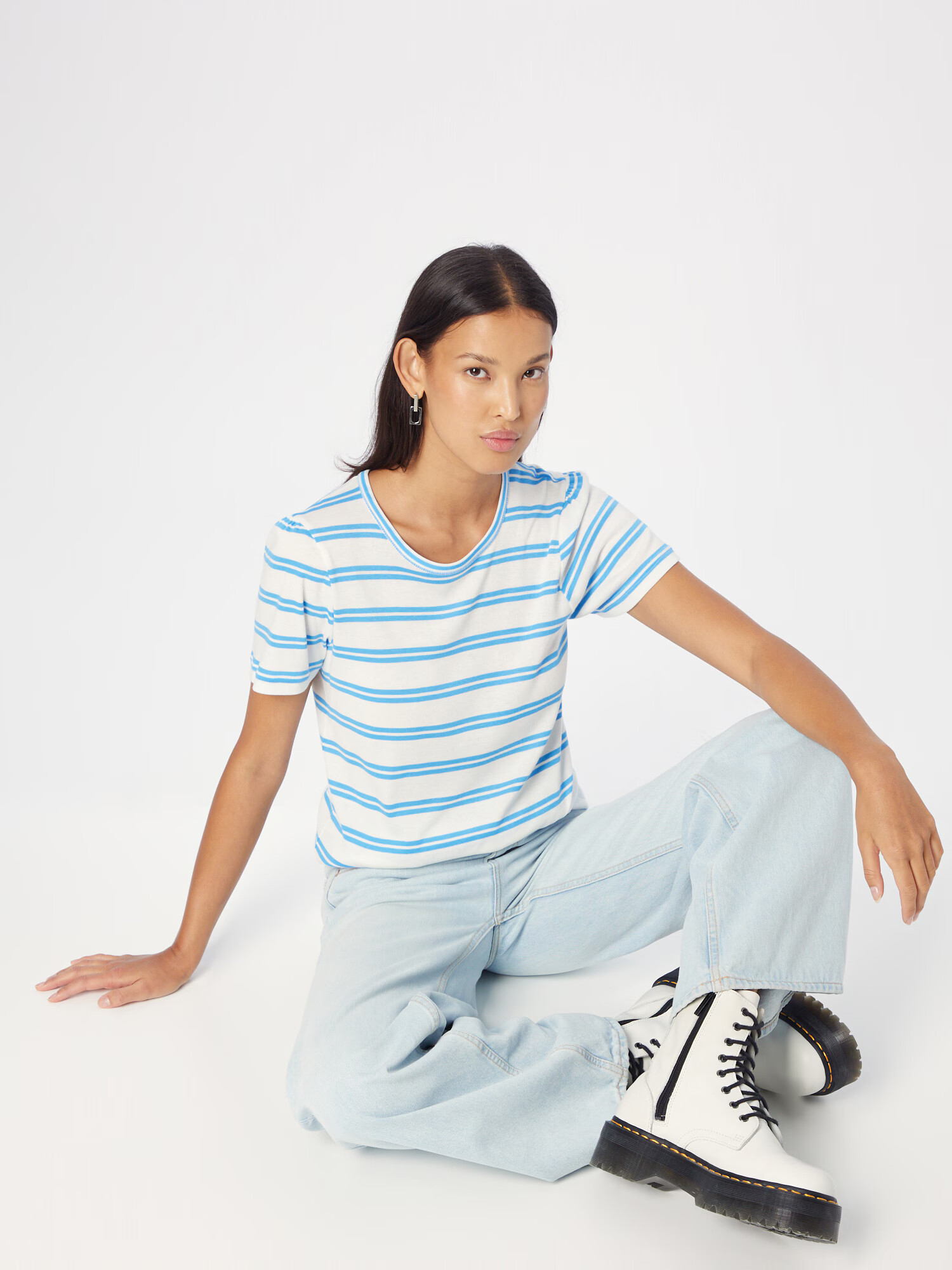 Soft Rebels Tricou 'SREmelia' azur / alb - Pled.ro