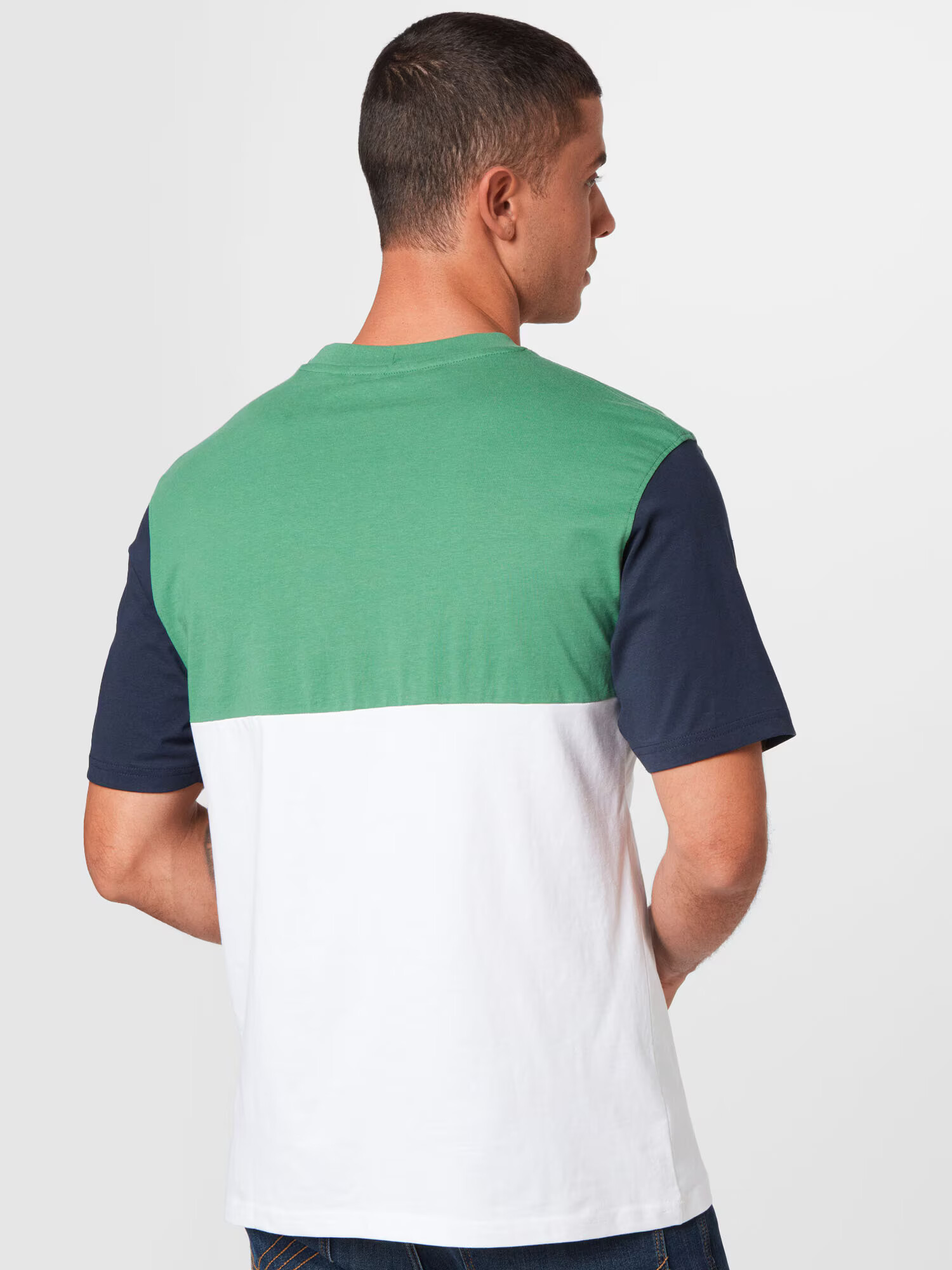 !Solid Tricou albastru noapte / verde / alb - Pled.ro