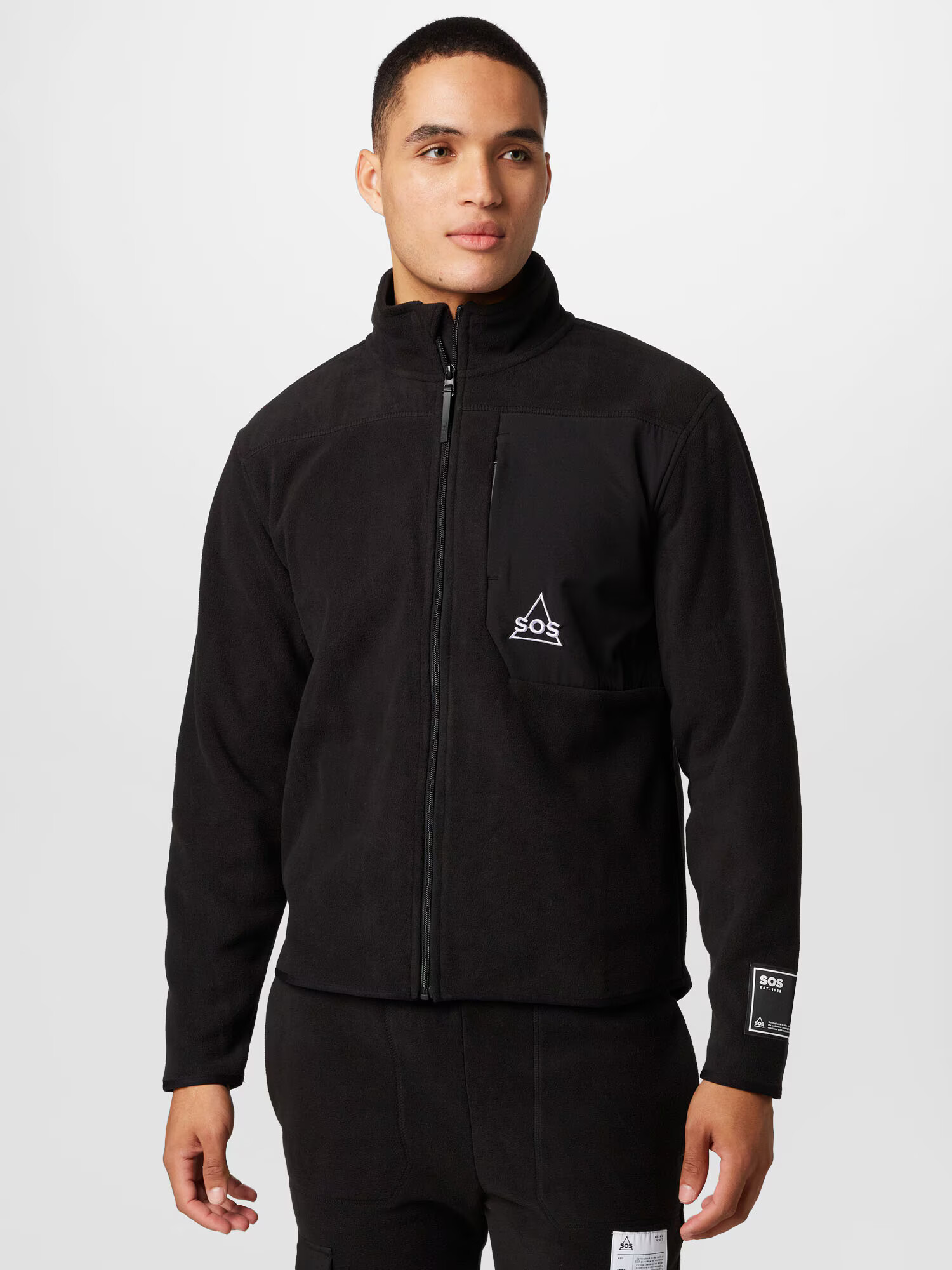 SOS Jachetă fleece 'Garmisch' negru / alb - Pled.ro