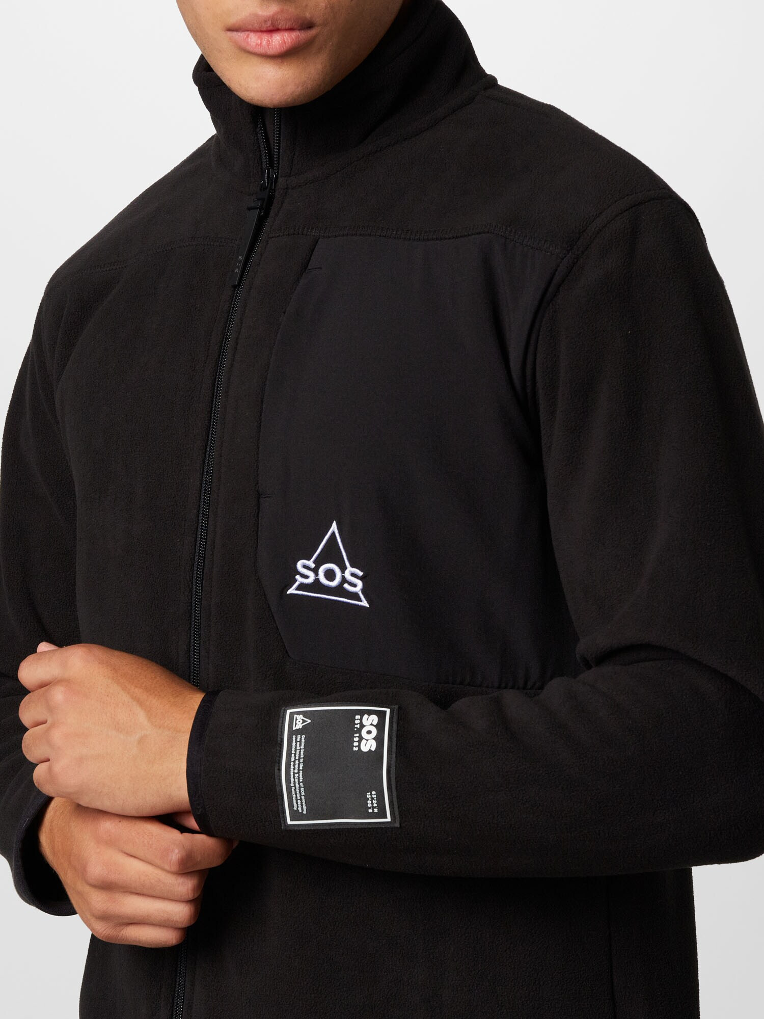 SOS Jachetă fleece 'Garmisch' negru / alb - Pled.ro