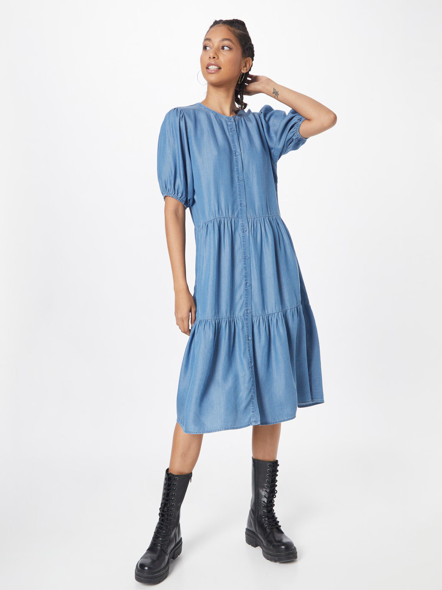 Soyaconcept Rochie tip bluză albastru denim - Pled.ro