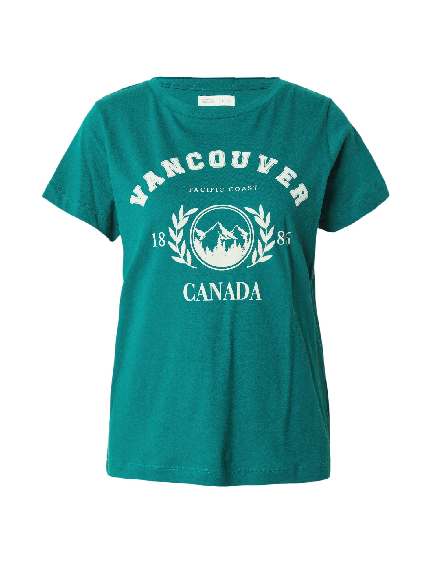 Springfield Tricou 'VANCUV' verde jad / alb - Pled.ro