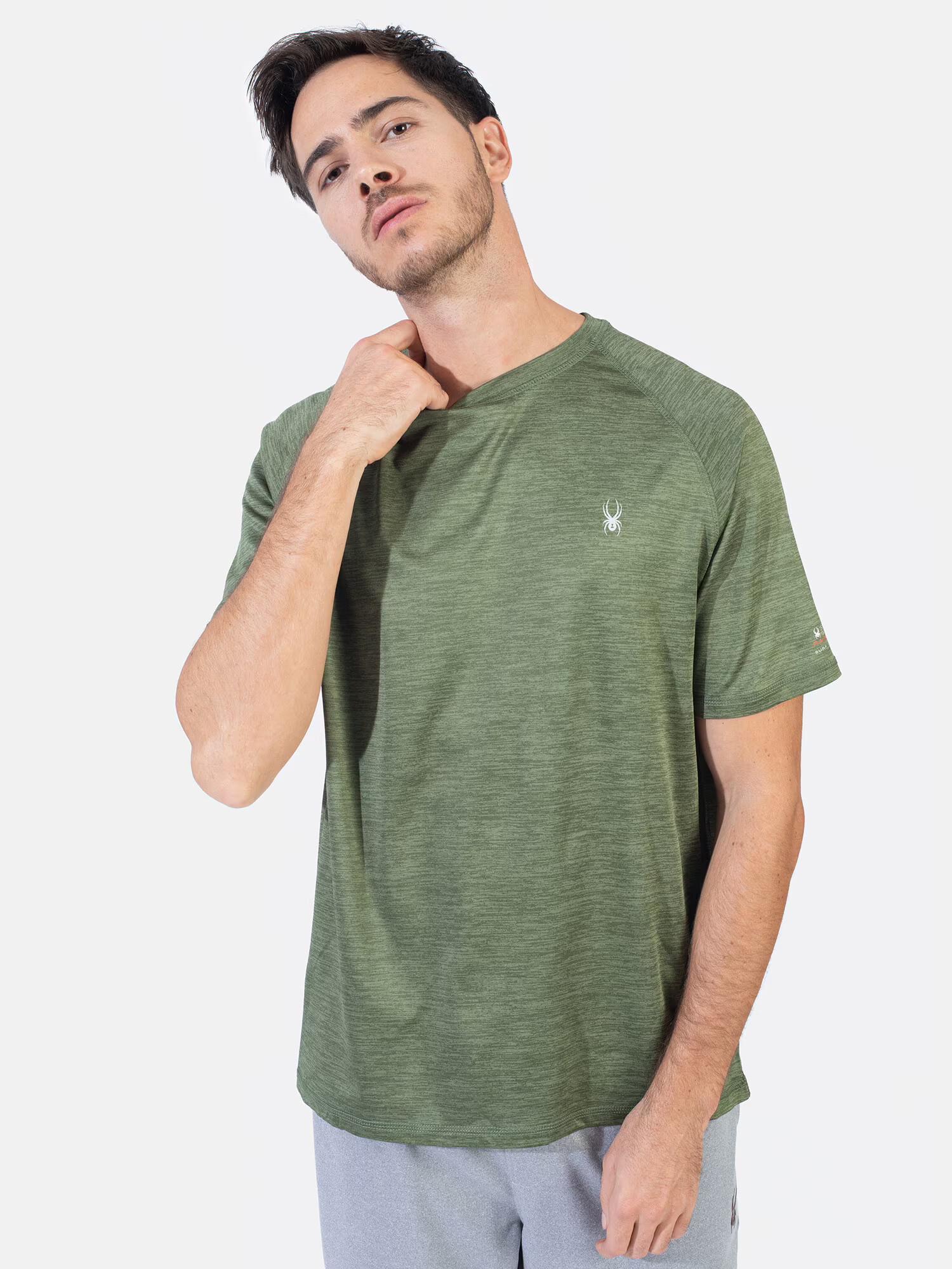 Spyder Tricou funcțional verde / alb - Pled.ro