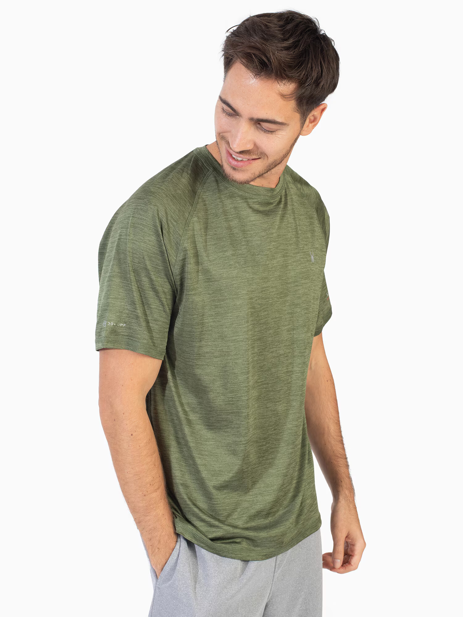 Spyder Tricou funcțional verde / alb - Pled.ro