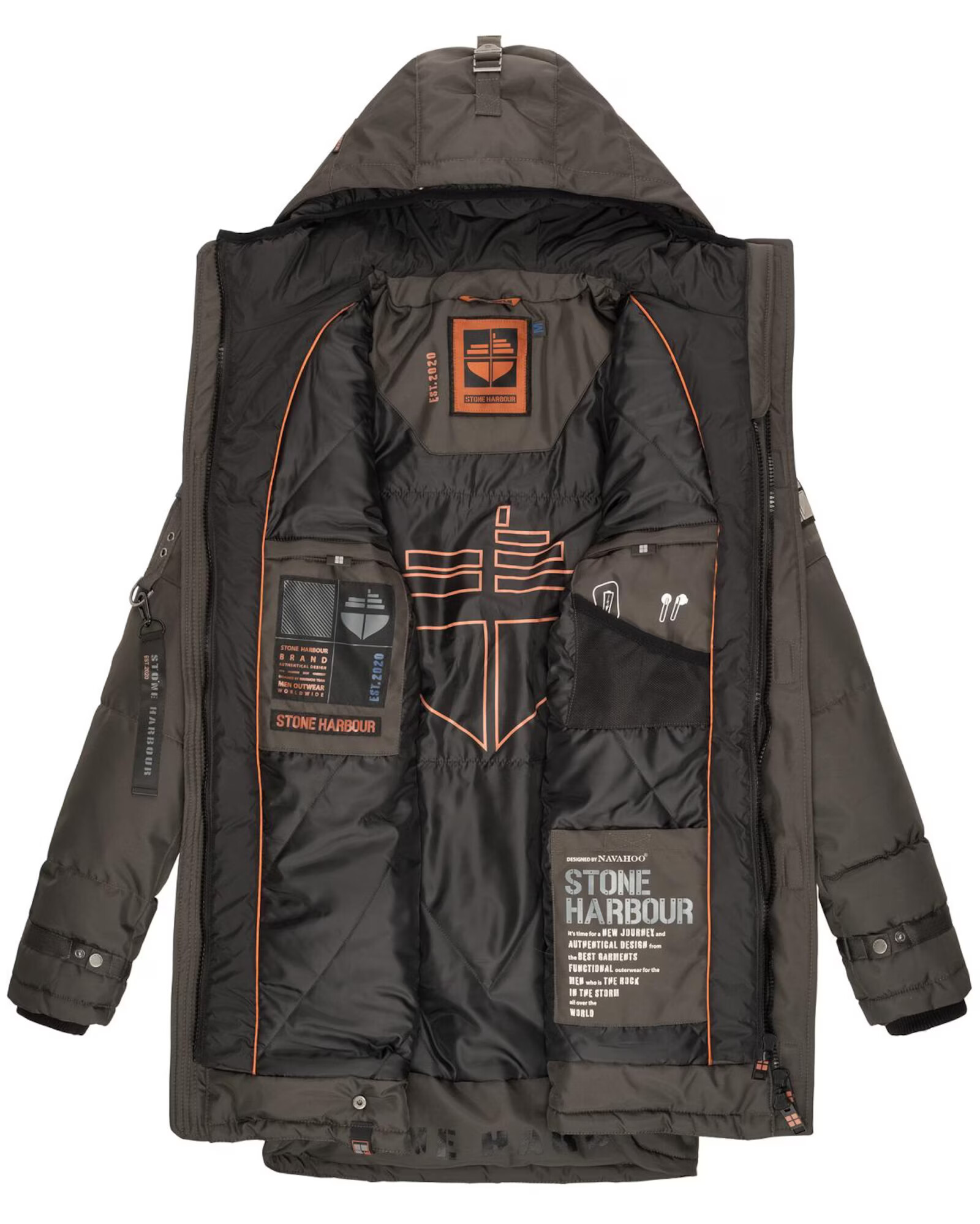 STONE HARBOUR Parka de iarnă 'Tahaa' gri fumuriu / negru - Pled.ro