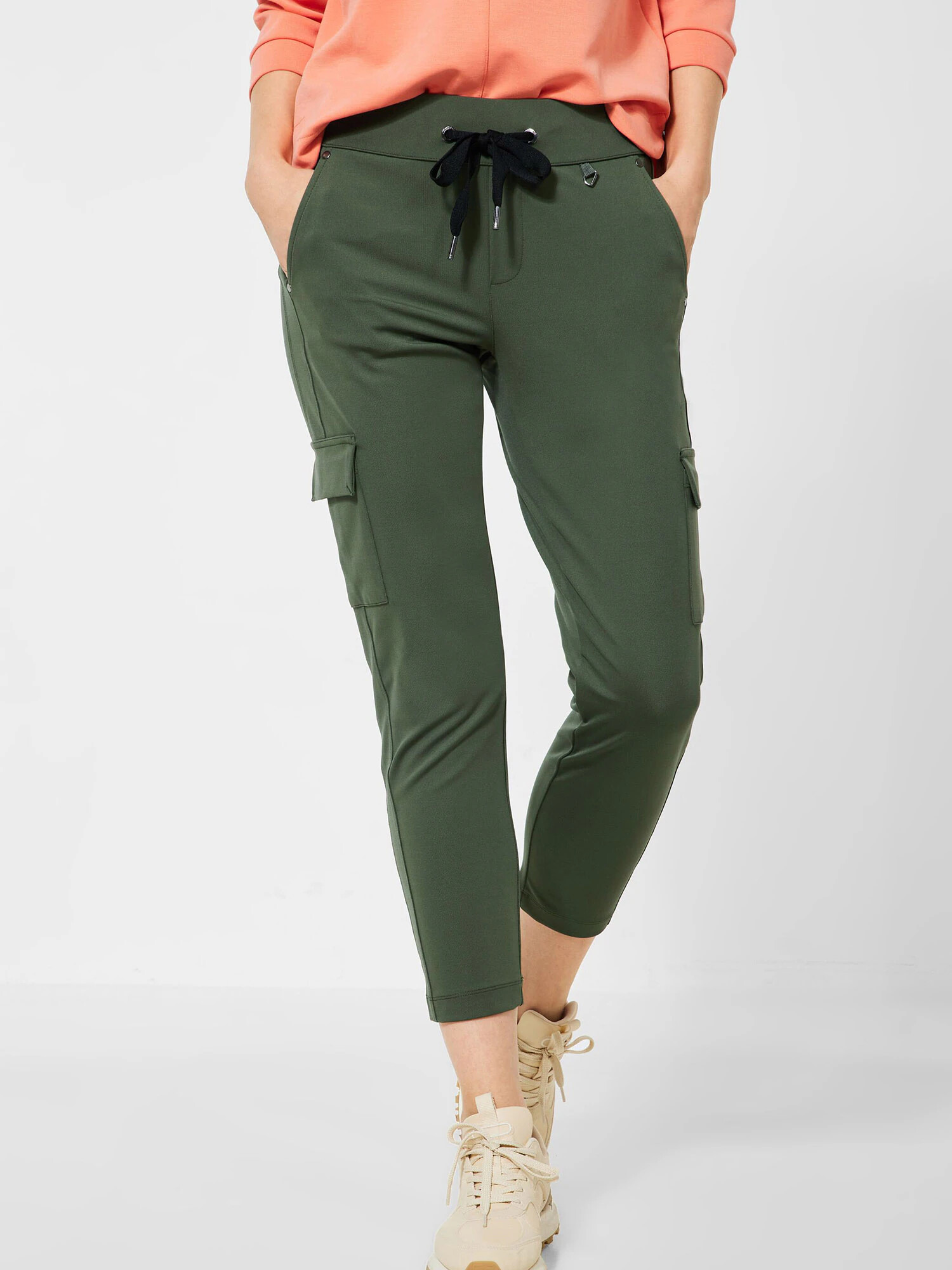 STREET ONE Pantaloni cu buzunare 'Bonny' verde închis - Pled.ro