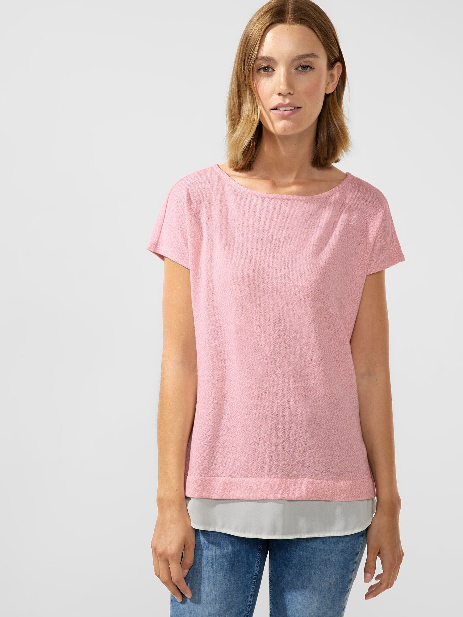 STREET ONE Tricou rosé / alb - Pled.ro