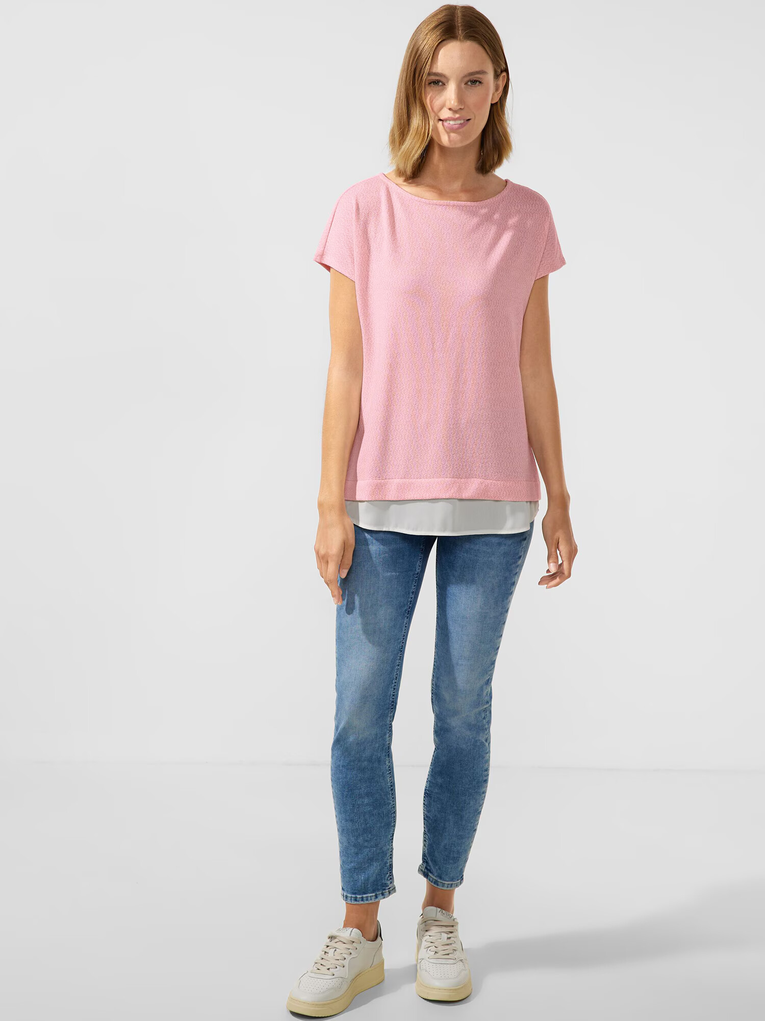 STREET ONE Tricou rosé / alb - Pled.ro