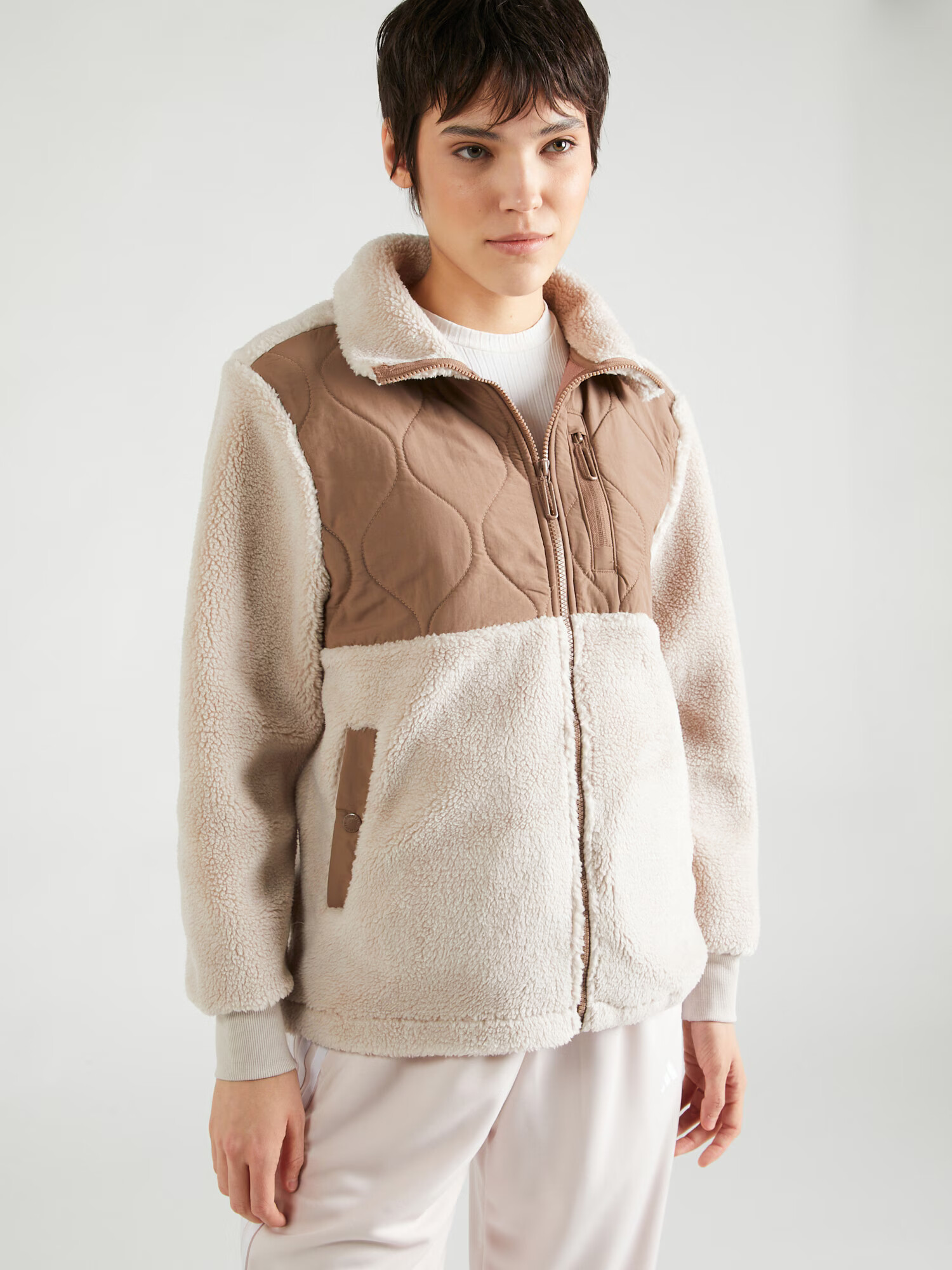 Sublevel Jachetă fleece crem / maro deschis - Pled.ro