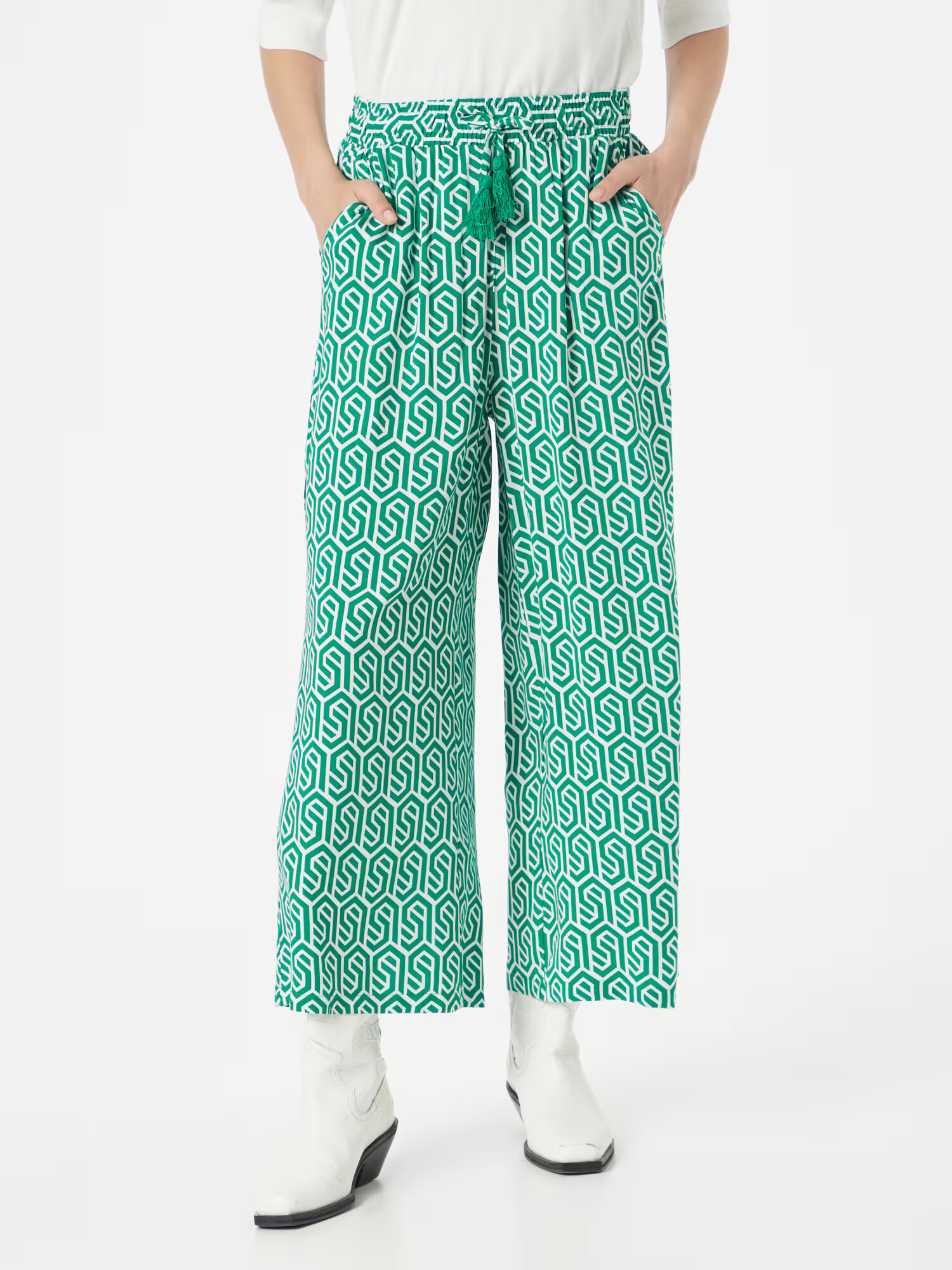 Sublevel Pantaloni verde petrol / alb - Pled.ro