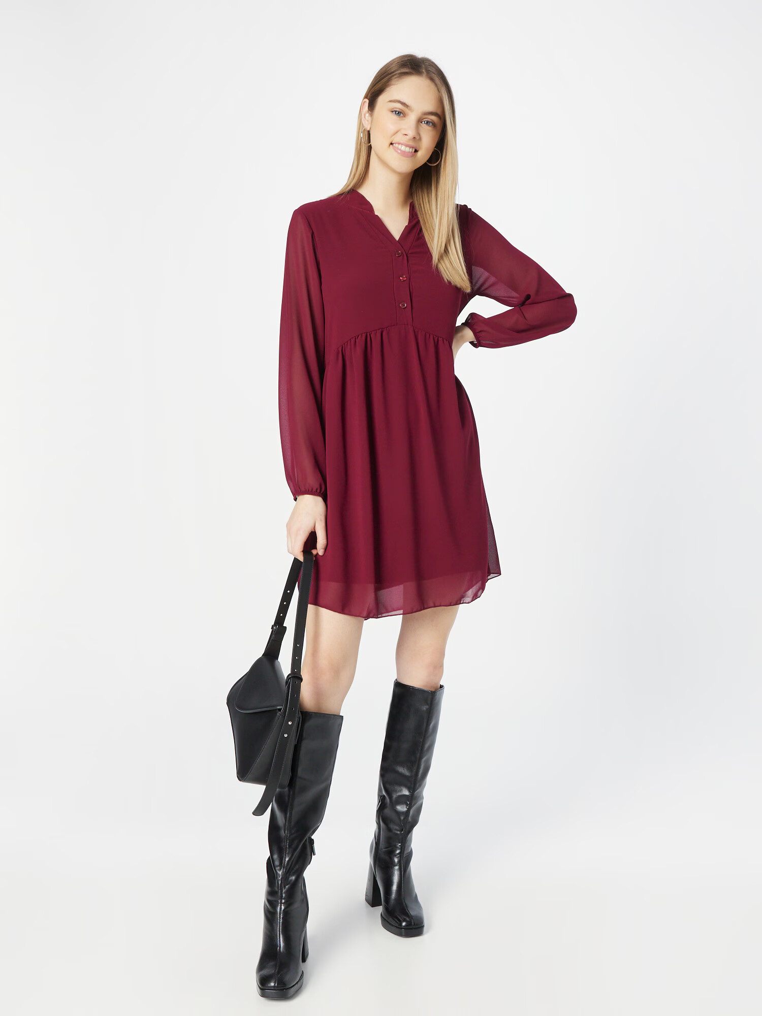 Sublevel Rochie tip bluză roșu burgundy - Pled.ro