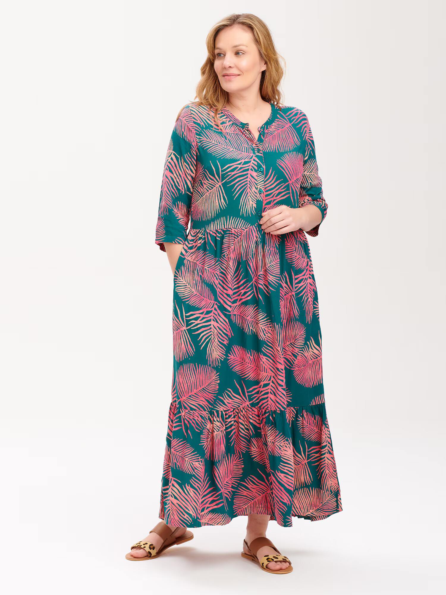 Sugarhill Brighton Rochie tip bluză 'Lauren' verde pin / fucsia / roz deschis - Pled.ro