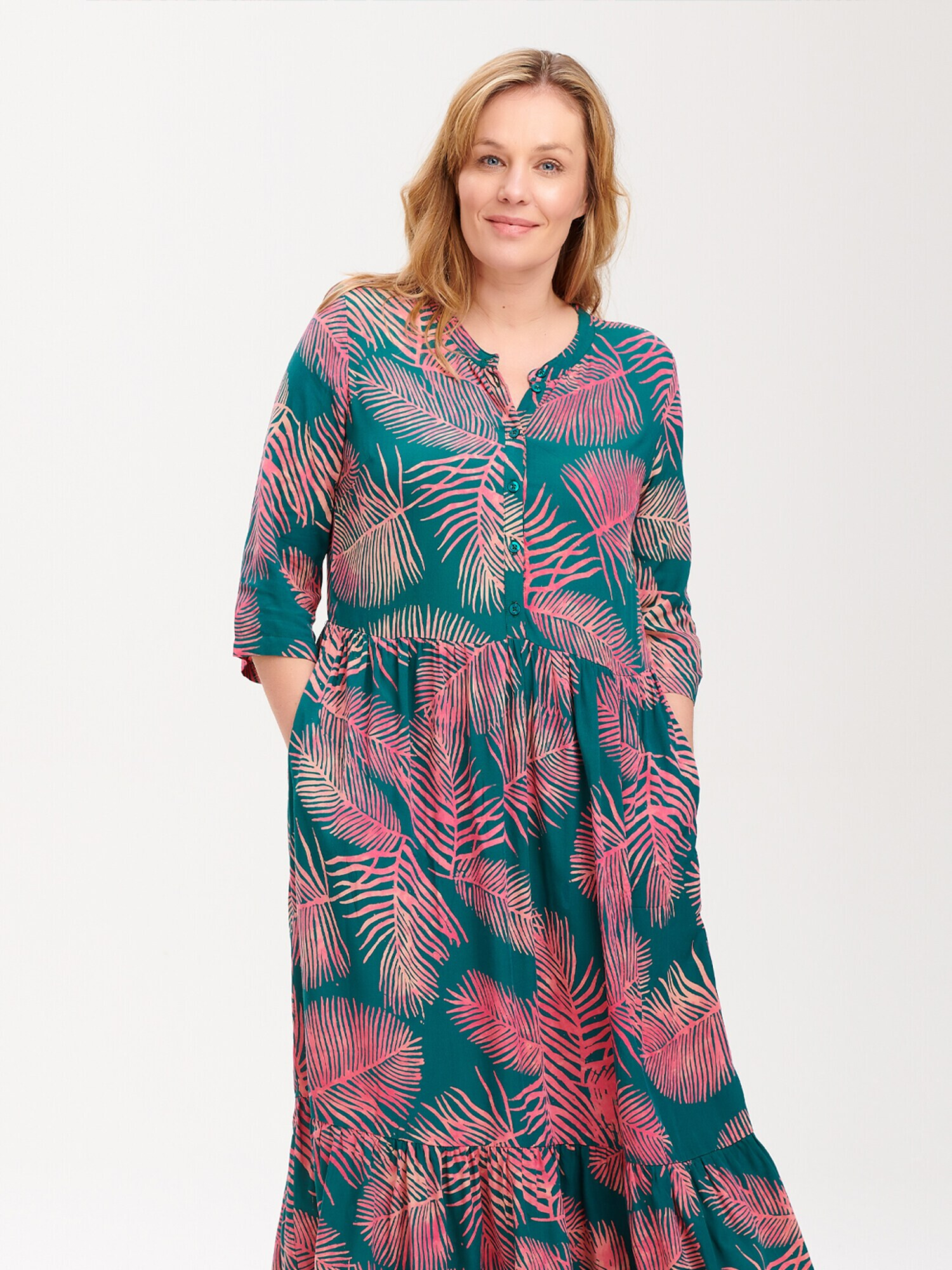 Sugarhill Brighton Rochie tip bluză 'Lauren' verde pin / fucsia / roz deschis - Pled.ro