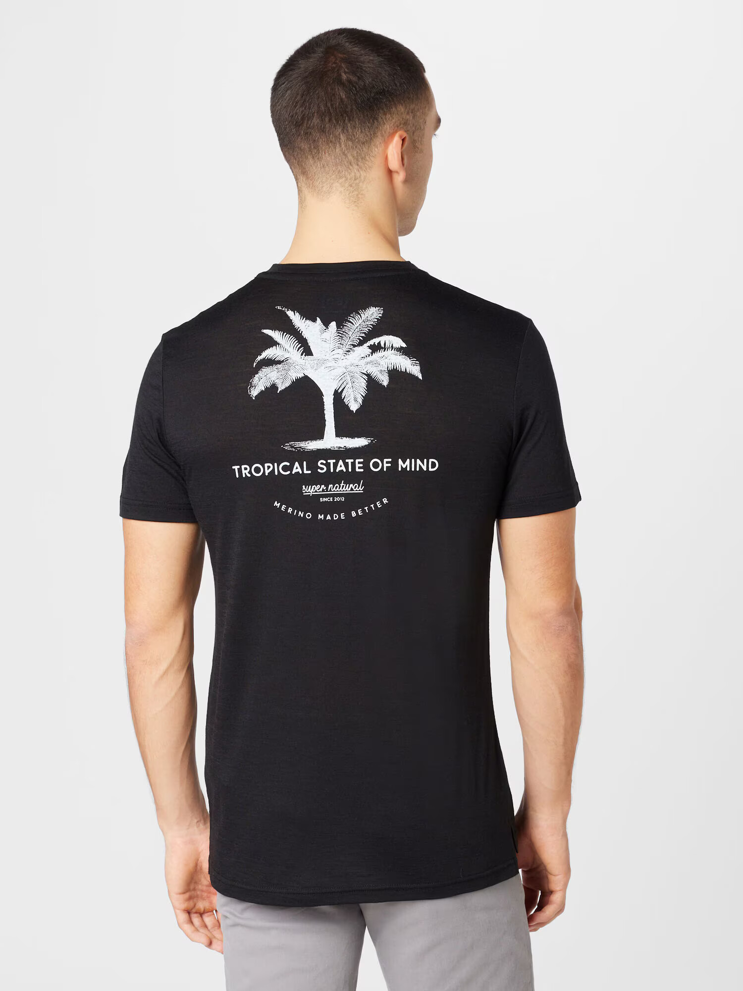 Super Natural Tricou funcțional 'PALM' negru / alb - Pled.ro