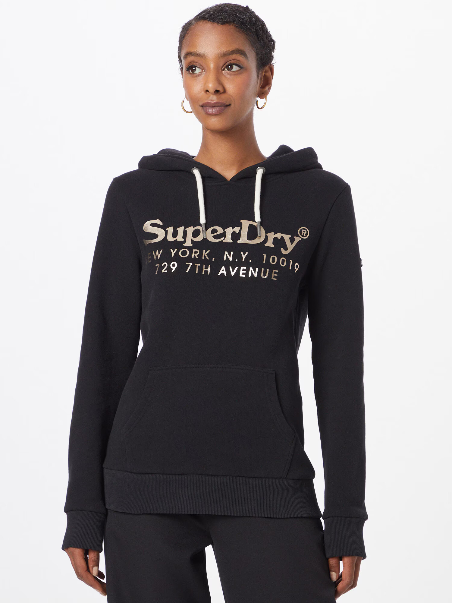 Superdry Bluză de molton auriu / negru - Pled.ro