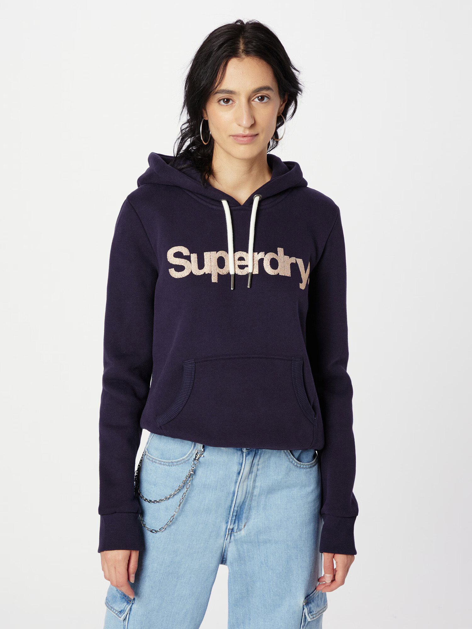 Superdry Bluză de molton bleumarin / portocaliu pastel - Pled.ro