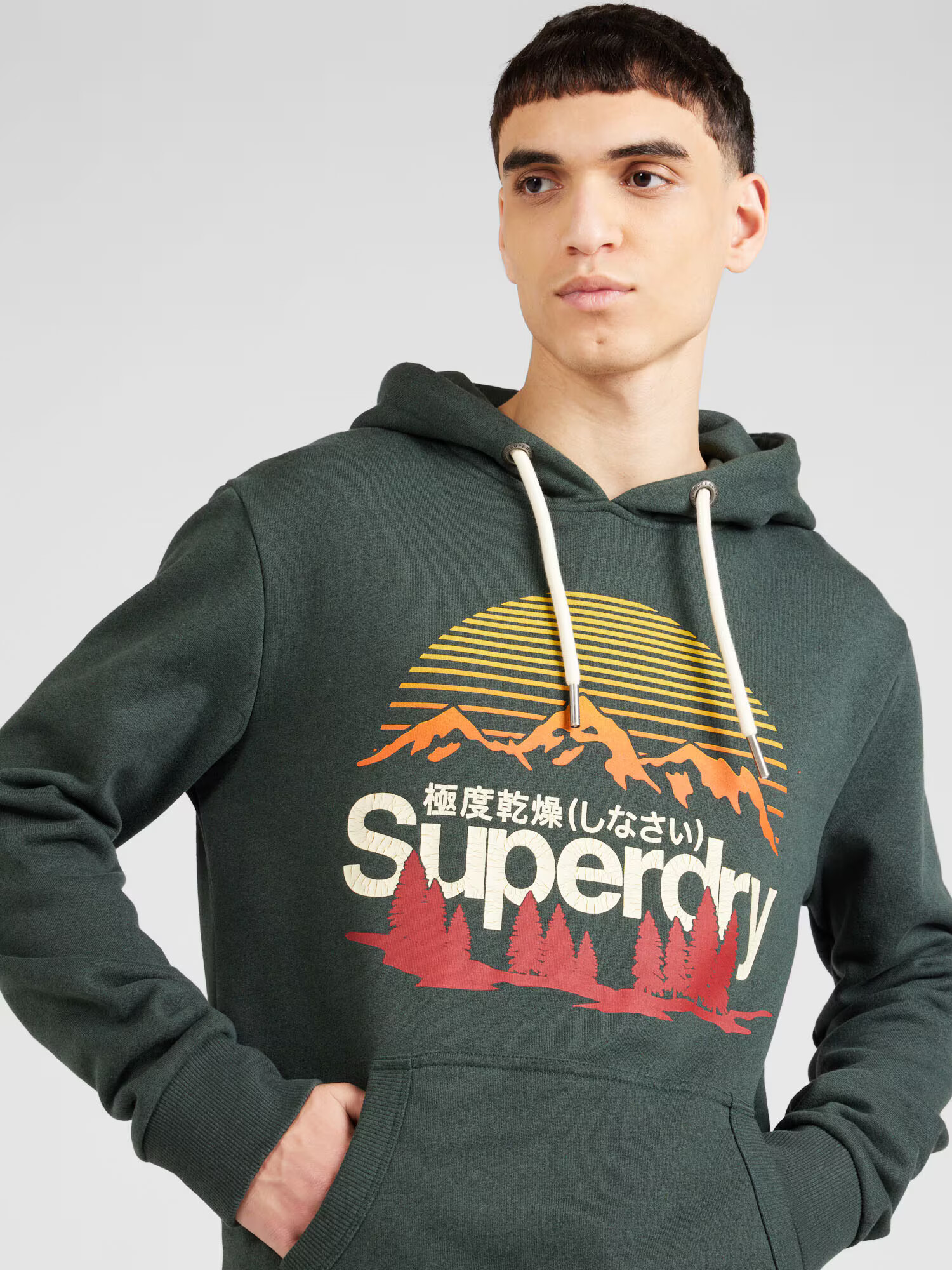 Superdry Bluză de molton 'Great' galben / verde închis / portocaliu / alb - Pled.ro