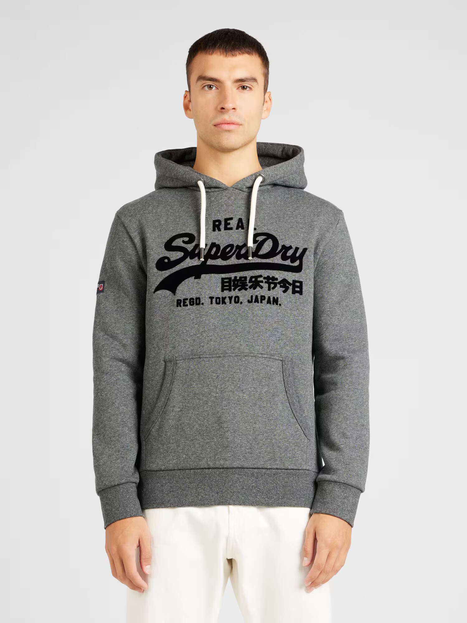 Superdry Bluză de molton gri amestecat / negru - Pled.ro