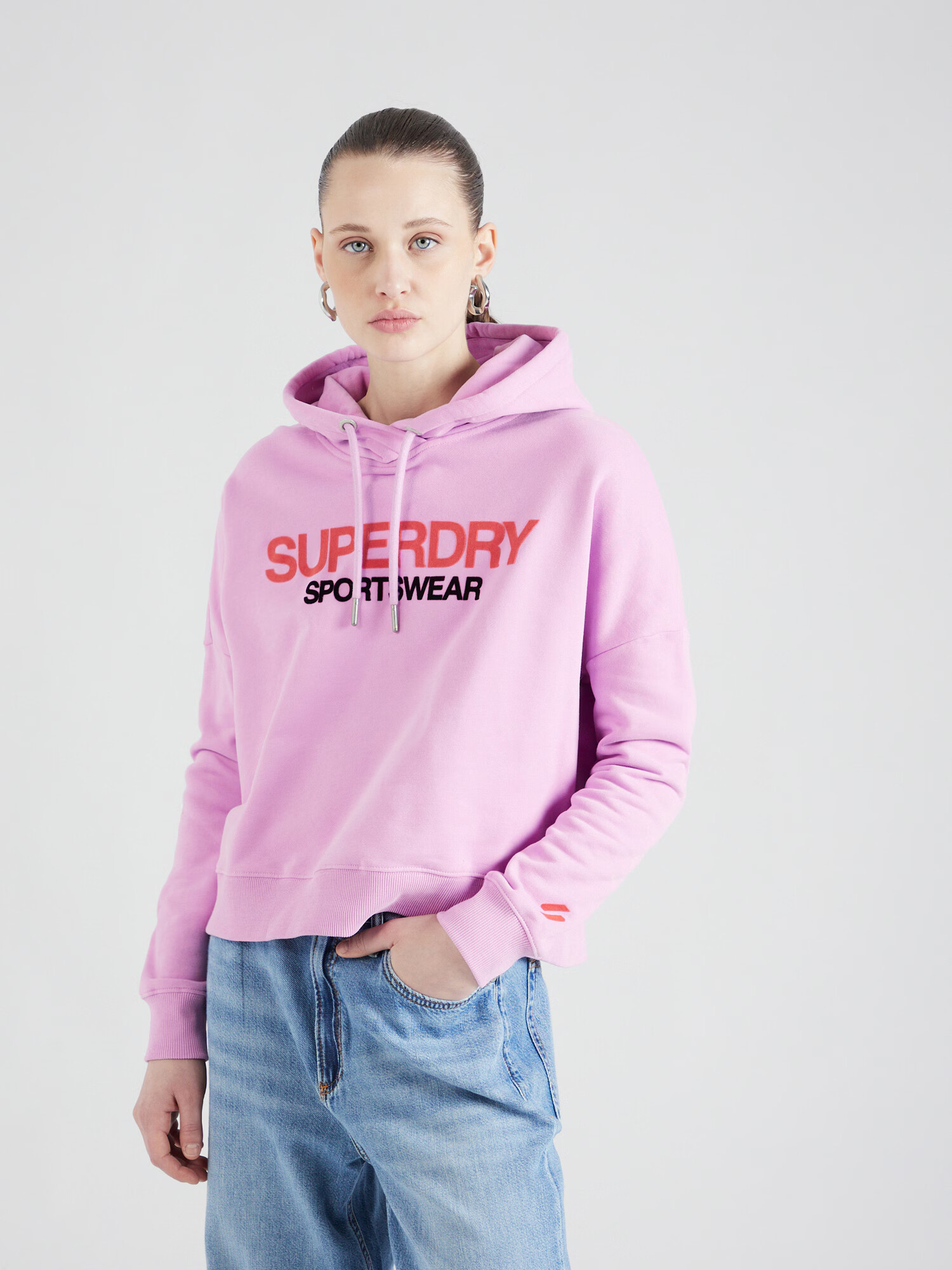 Superdry Bluză de molton mov liliachiu / roșu / negru - Pled.ro