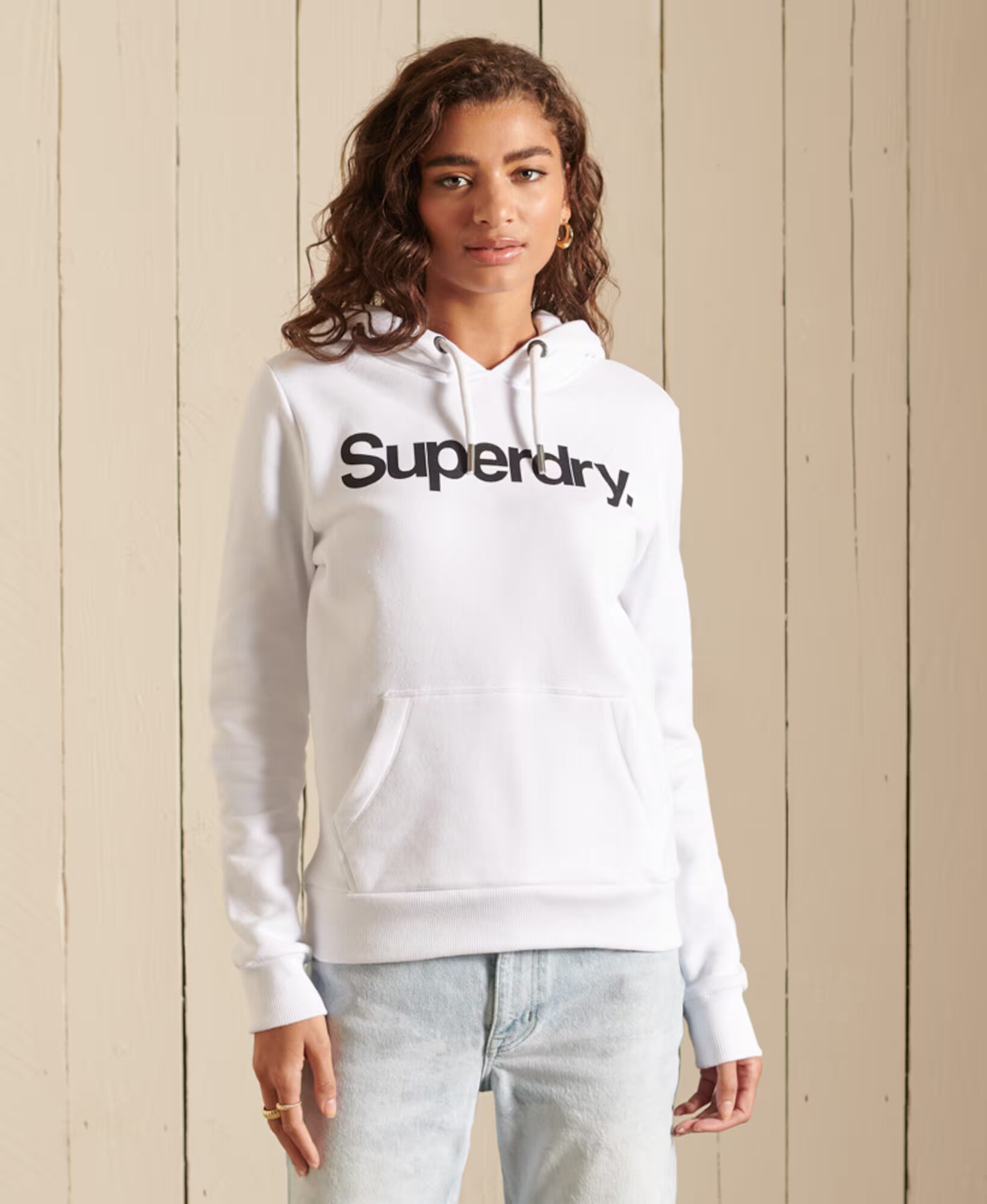 Superdry Bluză de molton negru / alb - Pled.ro