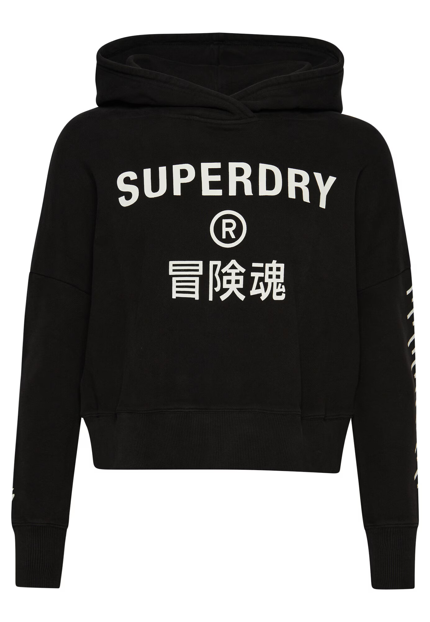 Superdry Bluză de molton negru / alb - Pled.ro