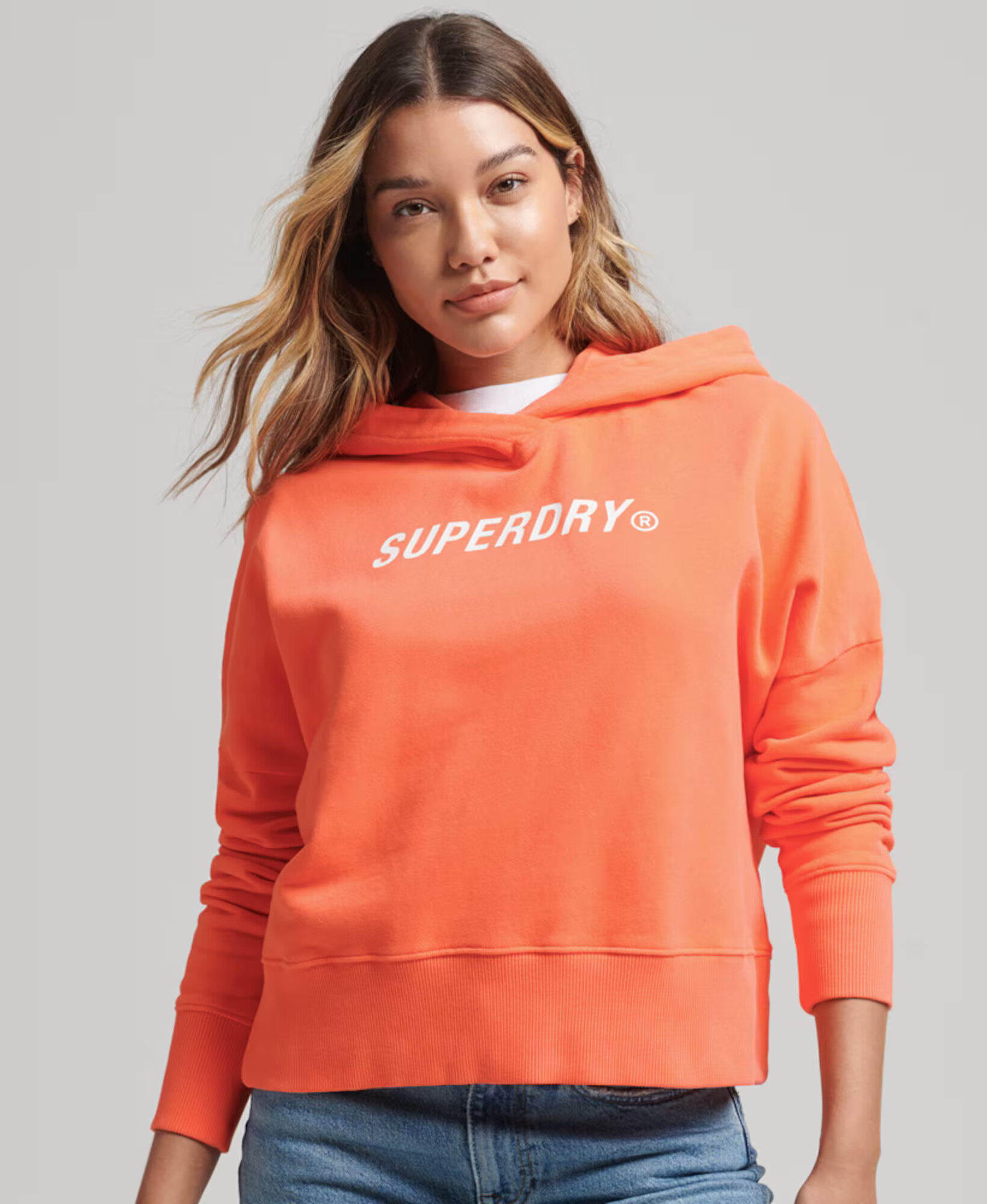 Superdry Bluză de molton portocaliu / alb - Pled.ro