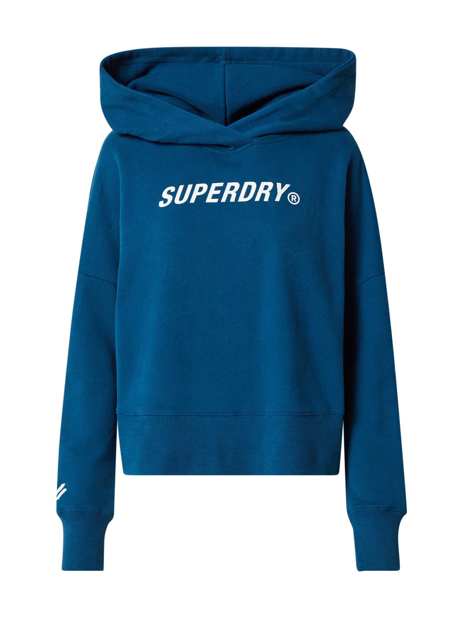 Superdry Bluză de molton verde petrol / alb - Pled.ro