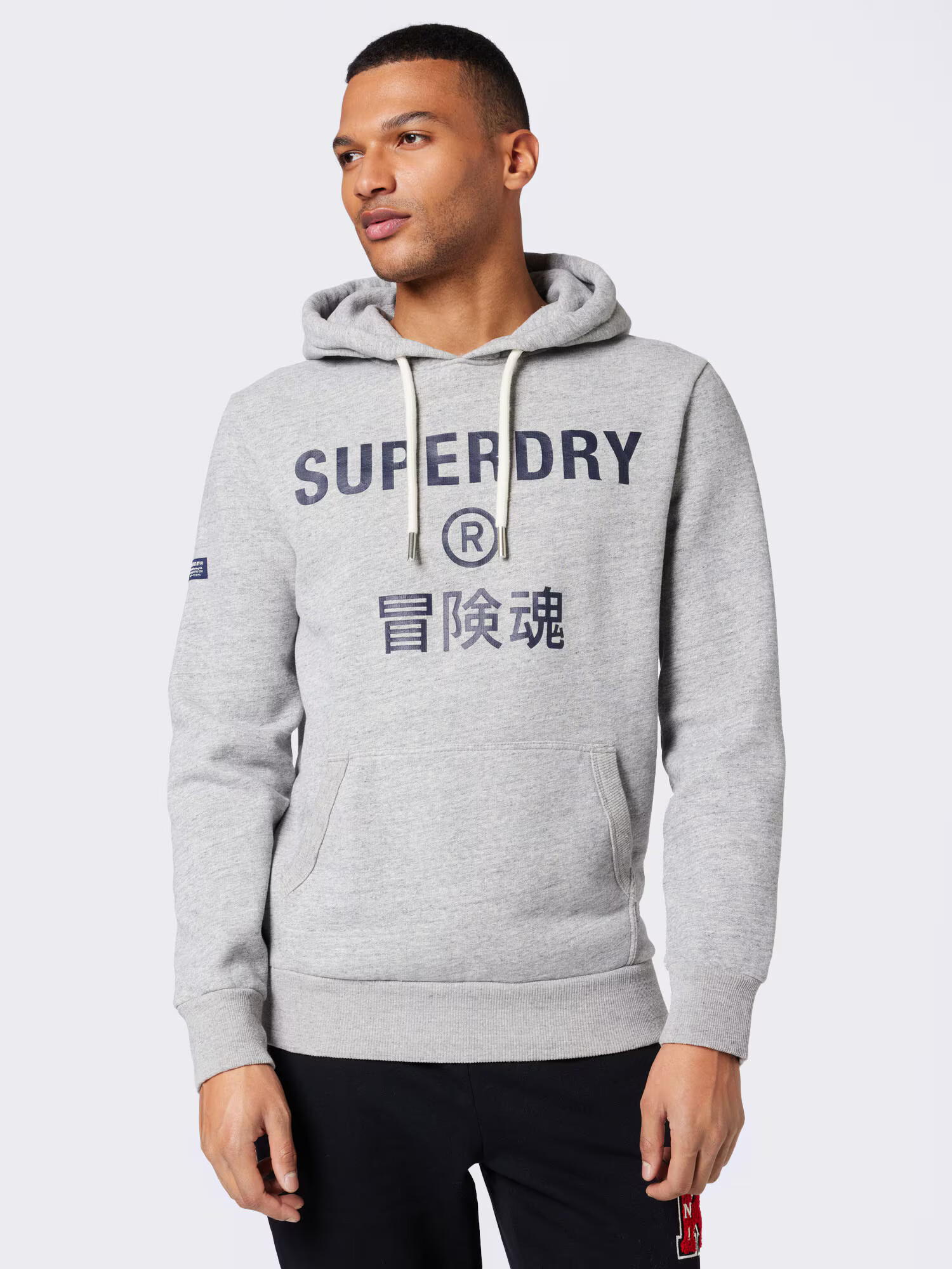 Superdry Bluză de molton gri amestecat / negru - Pled.ro