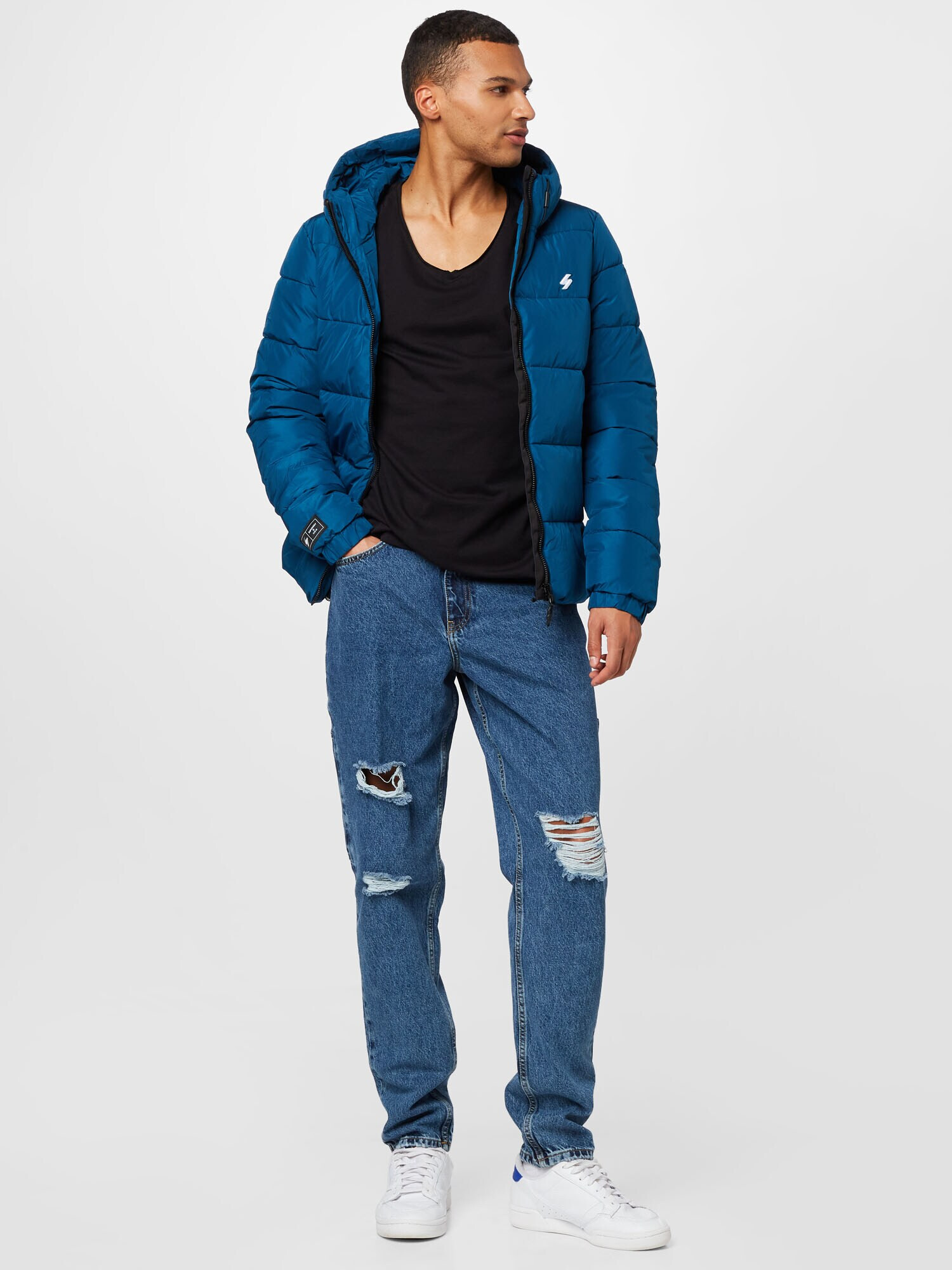 Superdry Geacă de iarnă bleumarin / negru / alb - Pled.ro