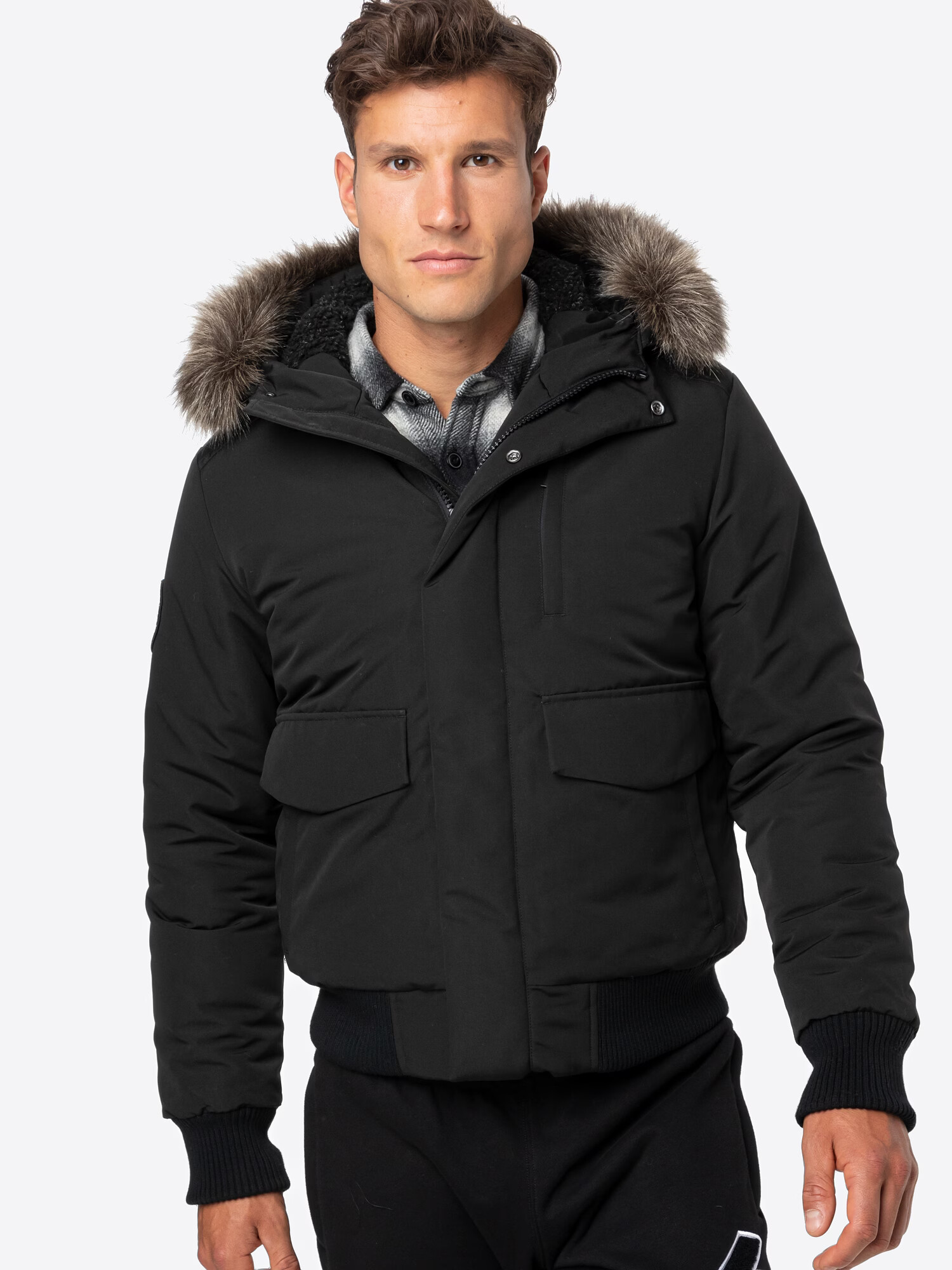 Superdry Geacă de primăvară-toamnă 'Everest' maro deschis / negru - Pled.ro