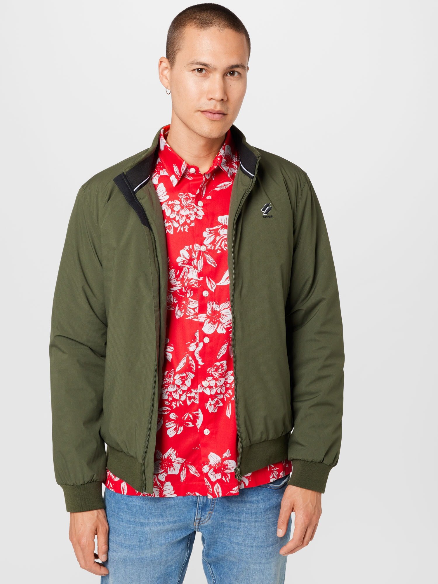 Superdry Geacă de primăvară-toamnă 'Harrington' verde închis / negru / alb - Pled.ro