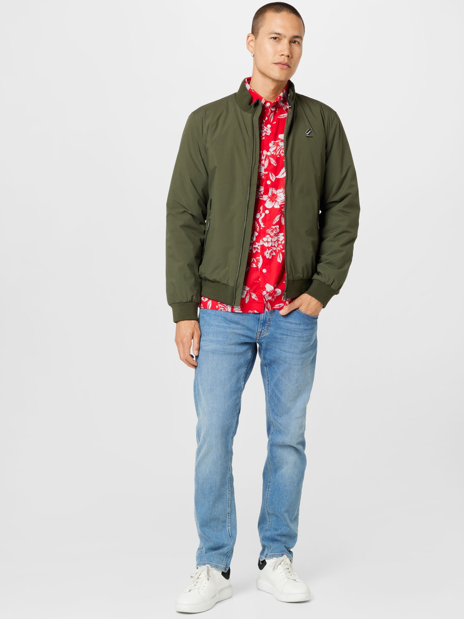 Superdry Geacă de primăvară-toamnă 'Harrington' verde închis / negru / alb - Pled.ro