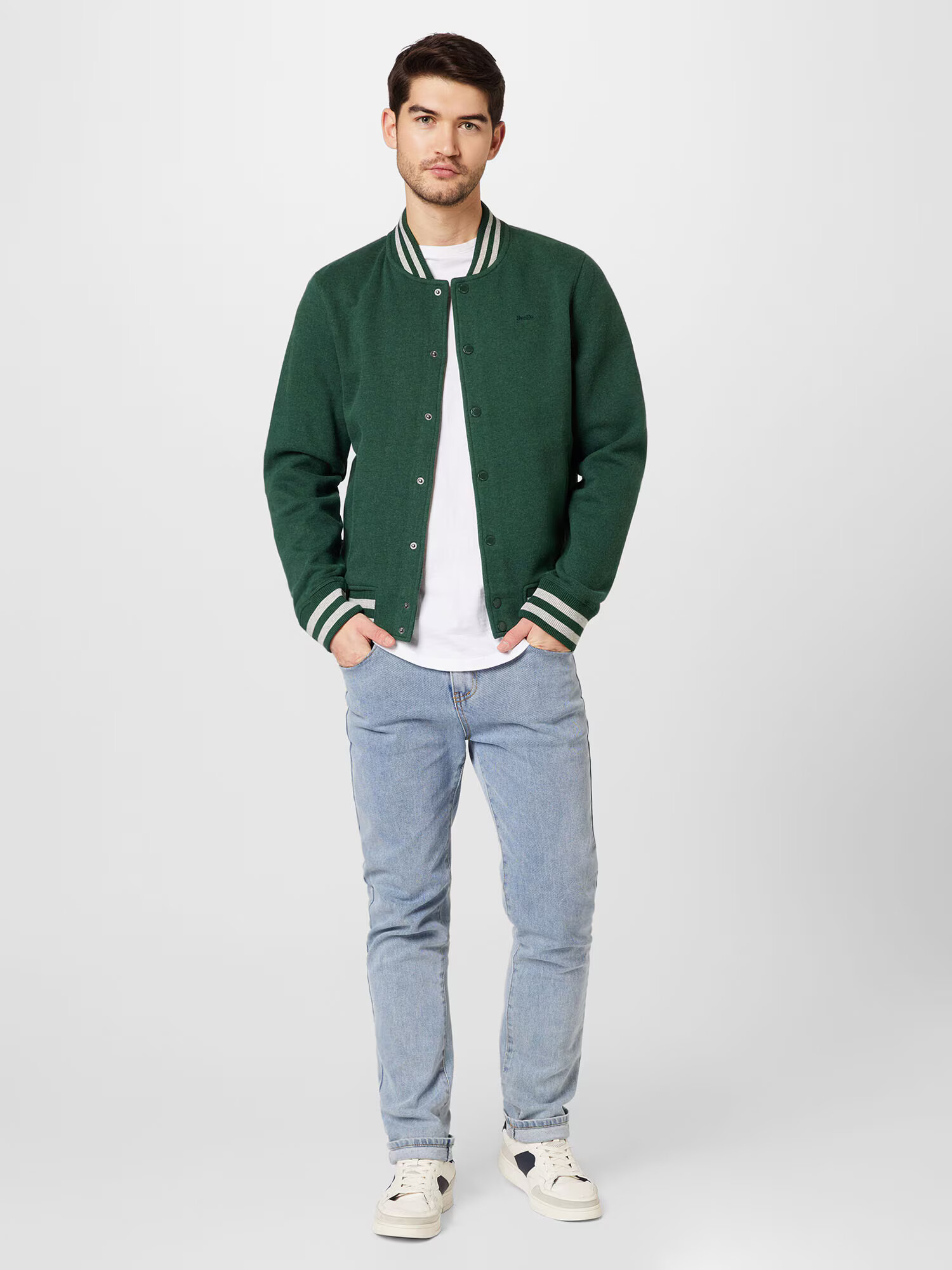 Superdry Geacă de primăvară-toamnă verde smarald / alb - Pled.ro