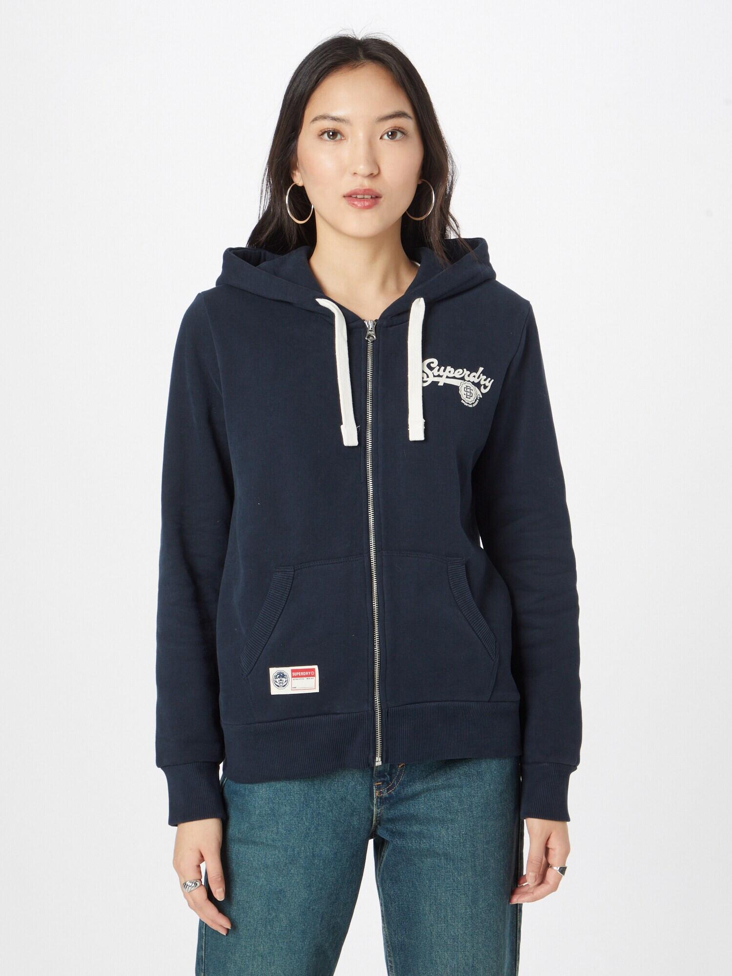 Superdry Hanorac bleumarin / alb - Pled.ro