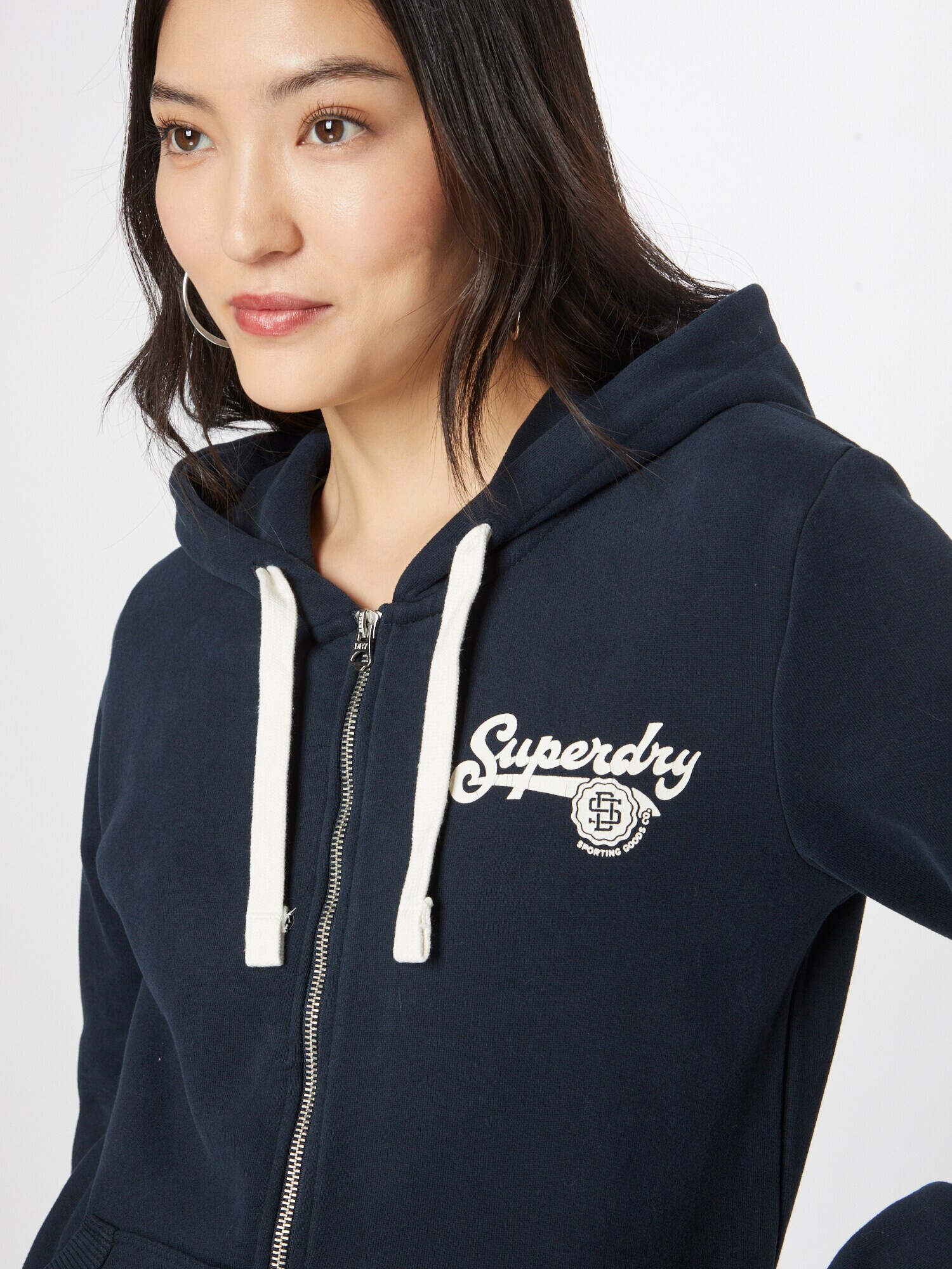 Superdry Hanorac bleumarin / alb - Pled.ro