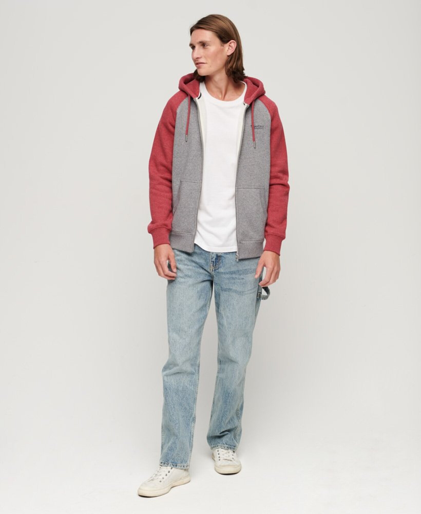 Superdry Hanorac 'Essential' gri / roz - Pled.ro