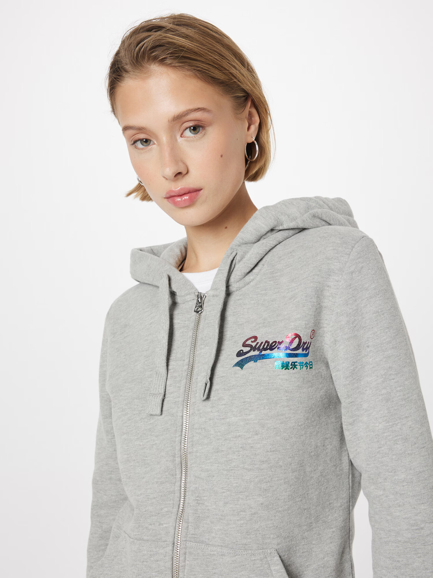 Superdry Hanorac 'Rainbow' albastru / gri / sângeriu - Pled.ro