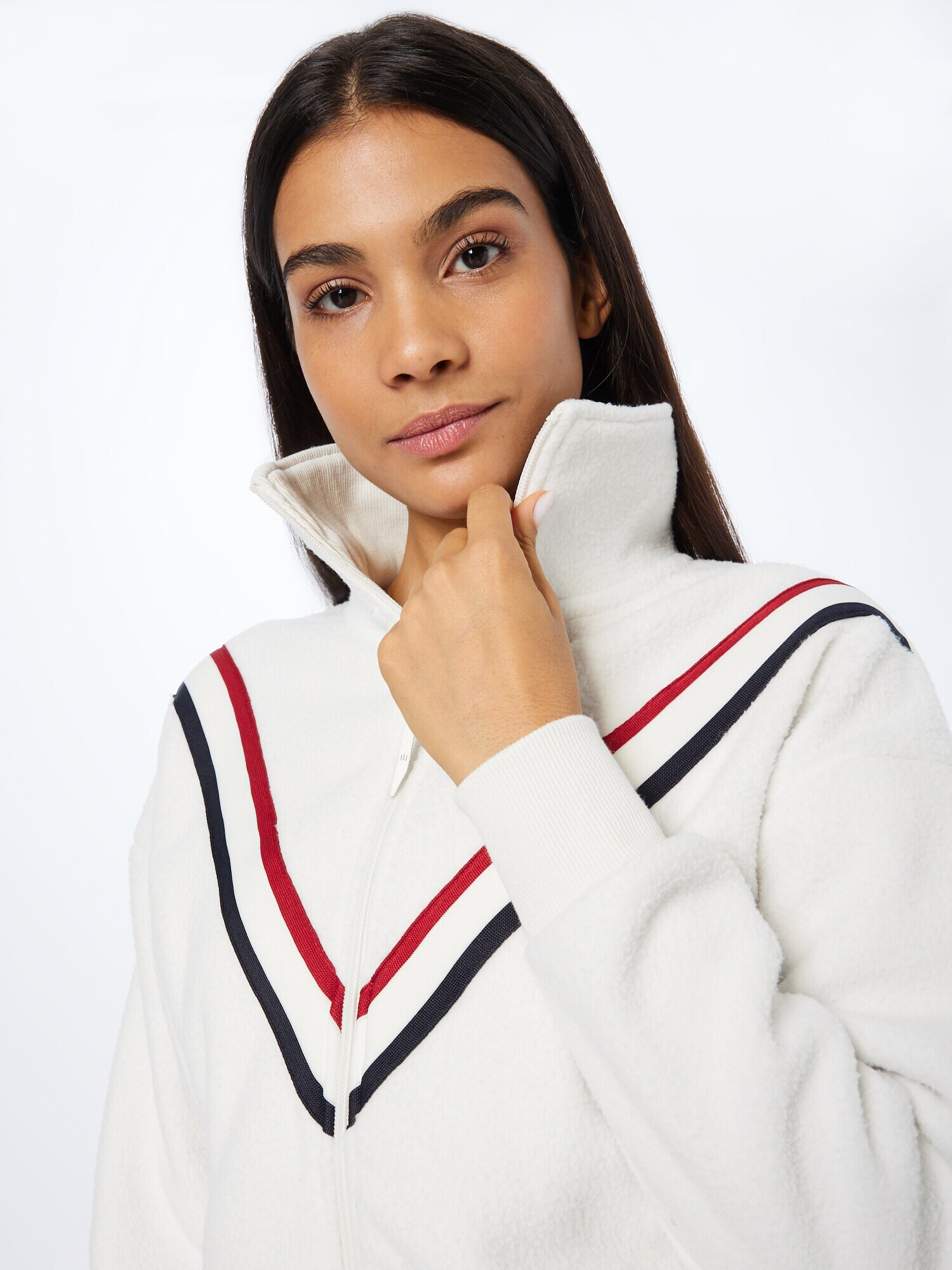 Superdry Jachetă fleece 'Chevron' albastru marin / roșu / alb - Pled.ro