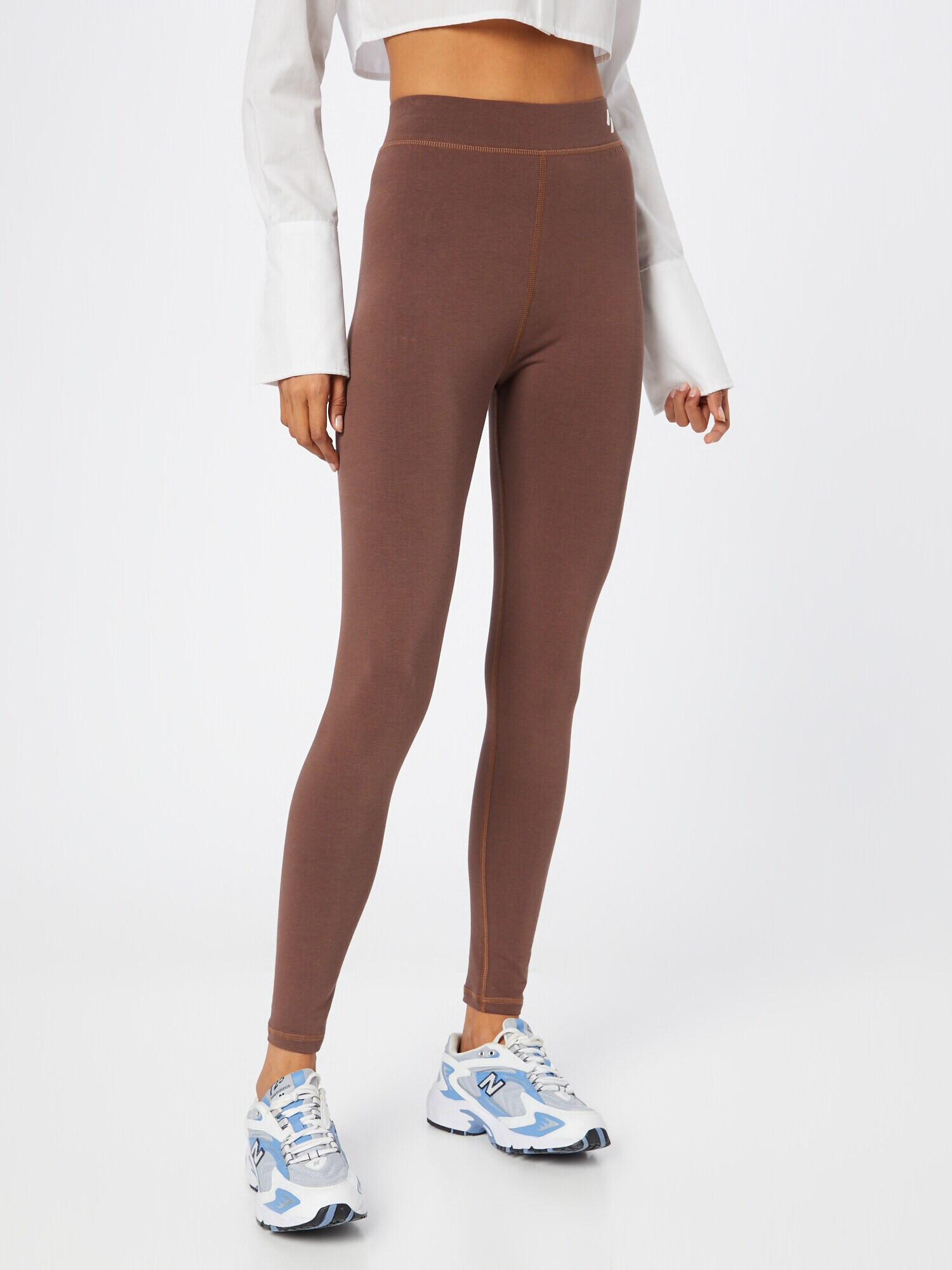 Superdry Leggings ciocolatiu / alb - Pled.ro