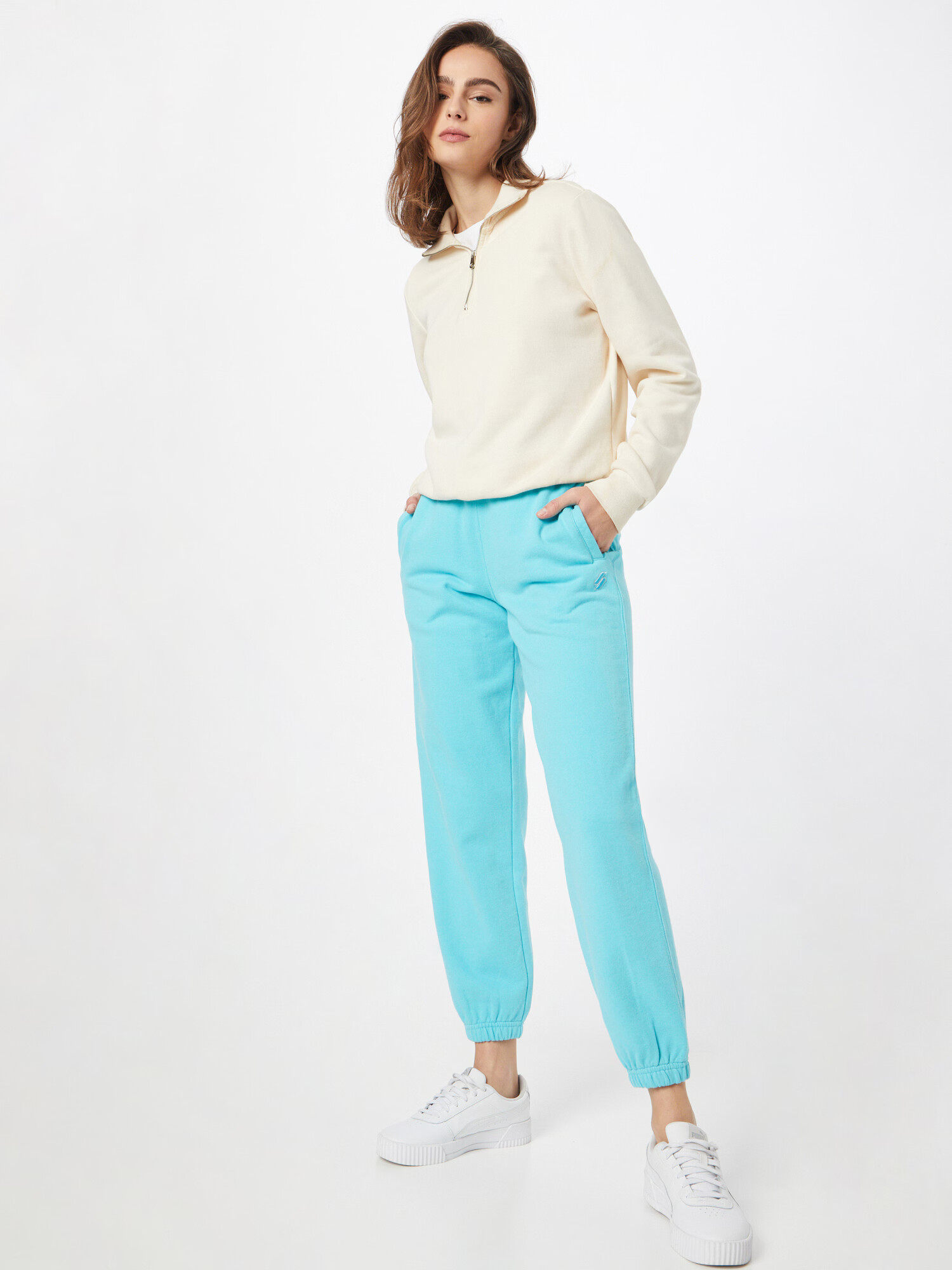 Superdry Pantaloni albastru aqua - Pled.ro