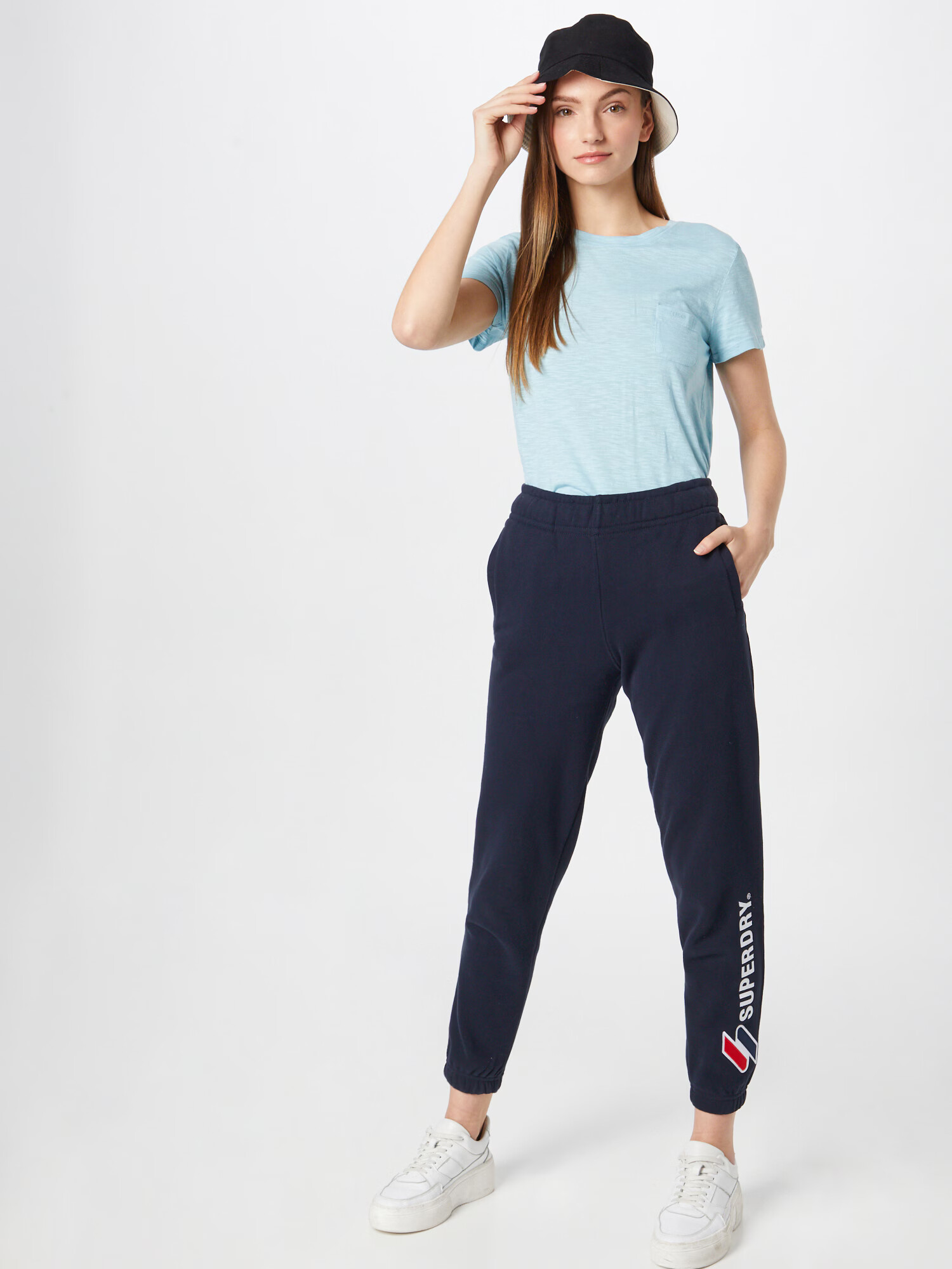 Superdry Pantaloni albastru închis / roșu / alb - Pled.ro