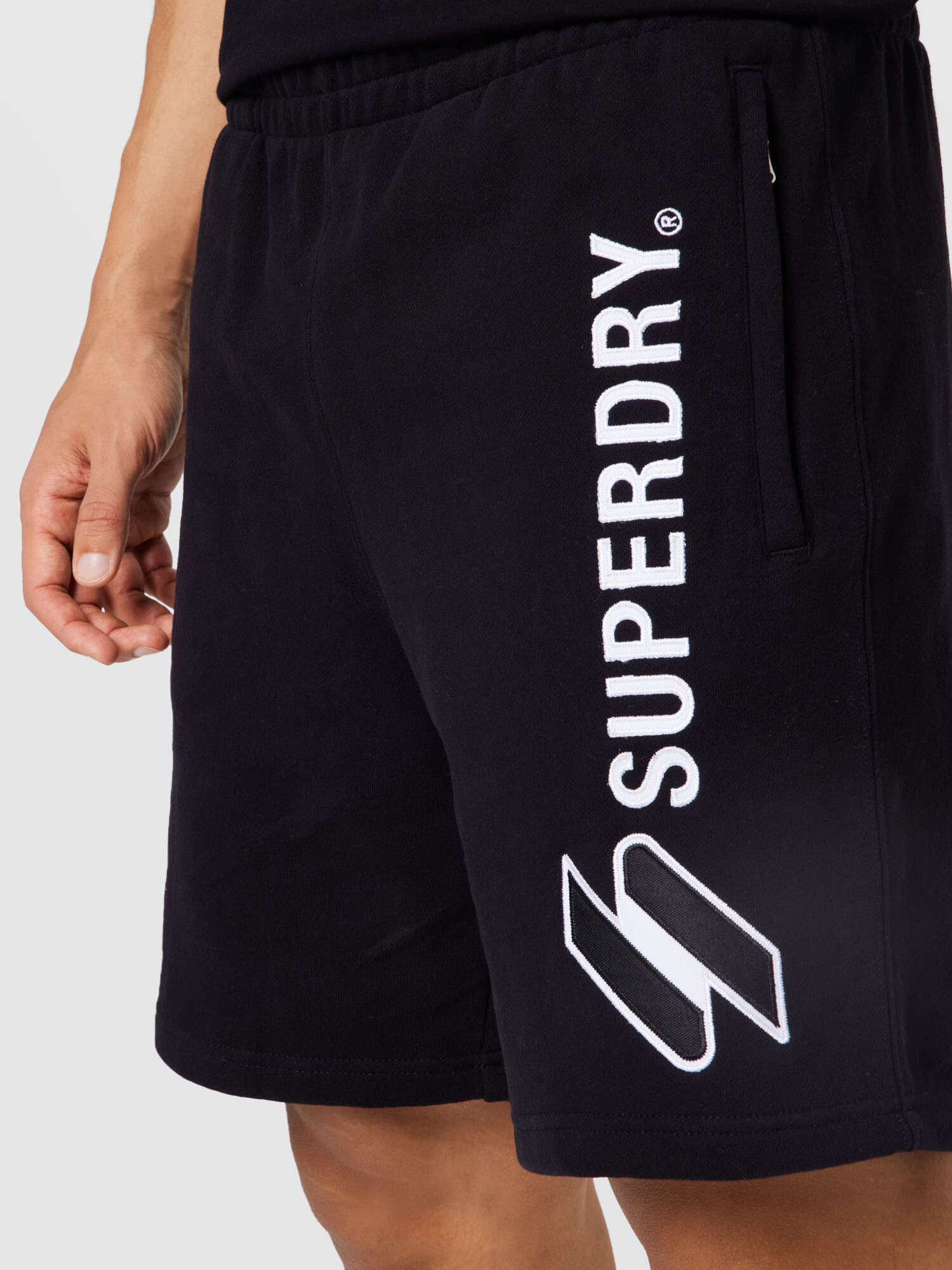 Superdry Pantaloni negru / alb - Pled.ro