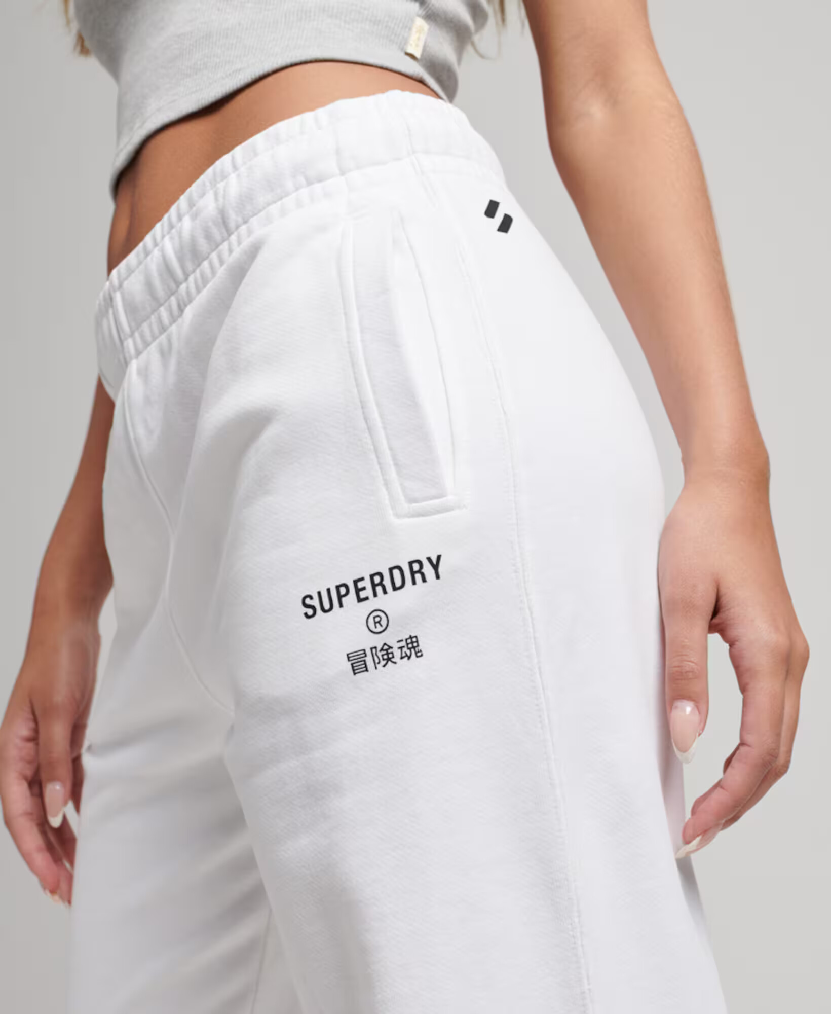 Superdry Pantaloni negru / alb - Pled.ro