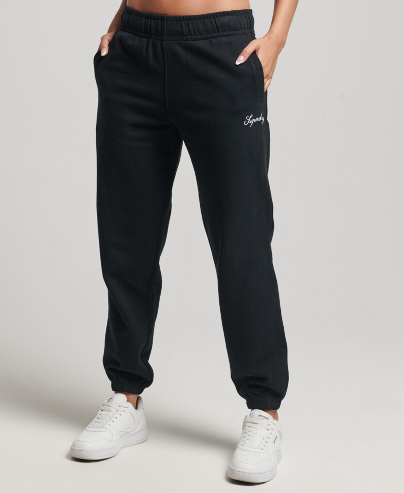 Superdry Pantaloni negru / alb - Pled.ro