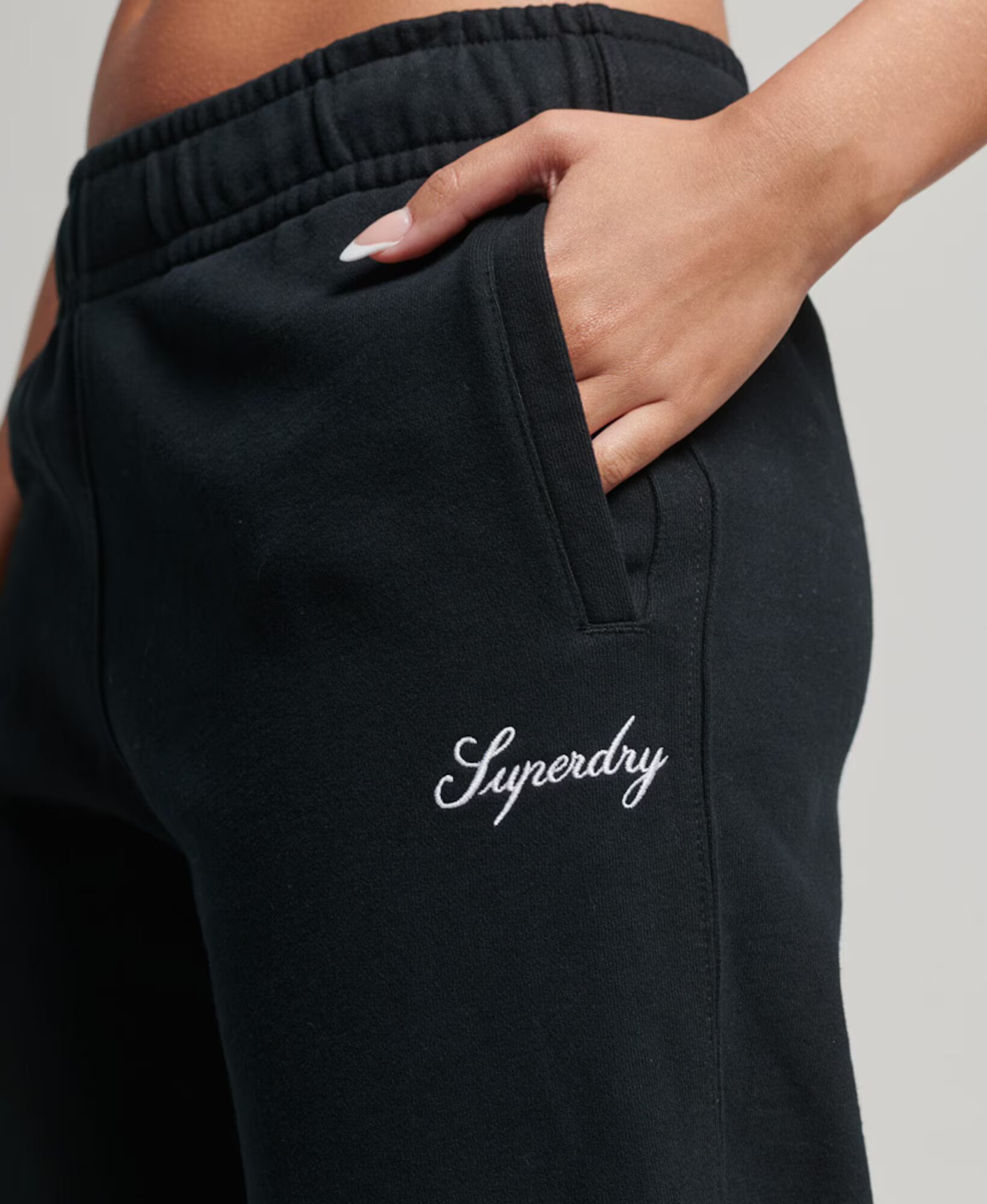 Superdry Pantaloni negru / alb - Pled.ro