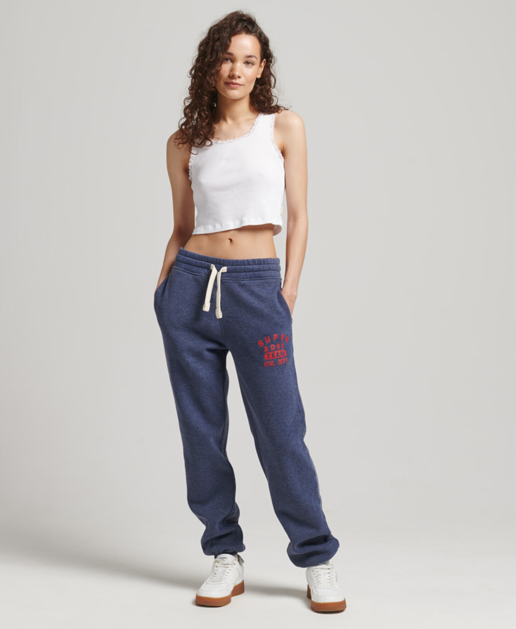 Superdry Pantaloni 'Vintage Collegiate' albastru amestec / roșu / alb - Pled.ro