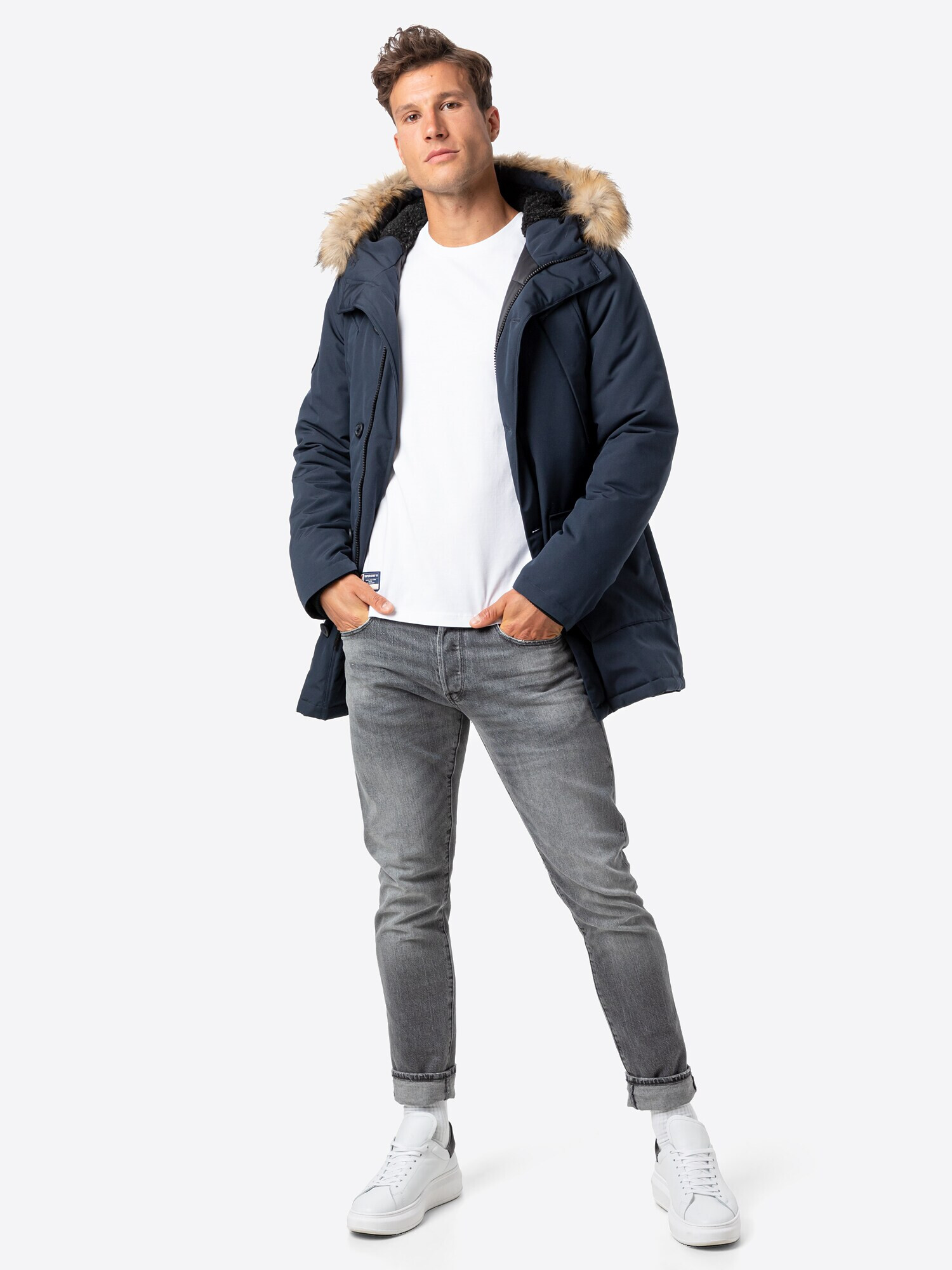 Superdry Parka de iarnă 'Everest' albastru închis / maro deschis - Pled.ro