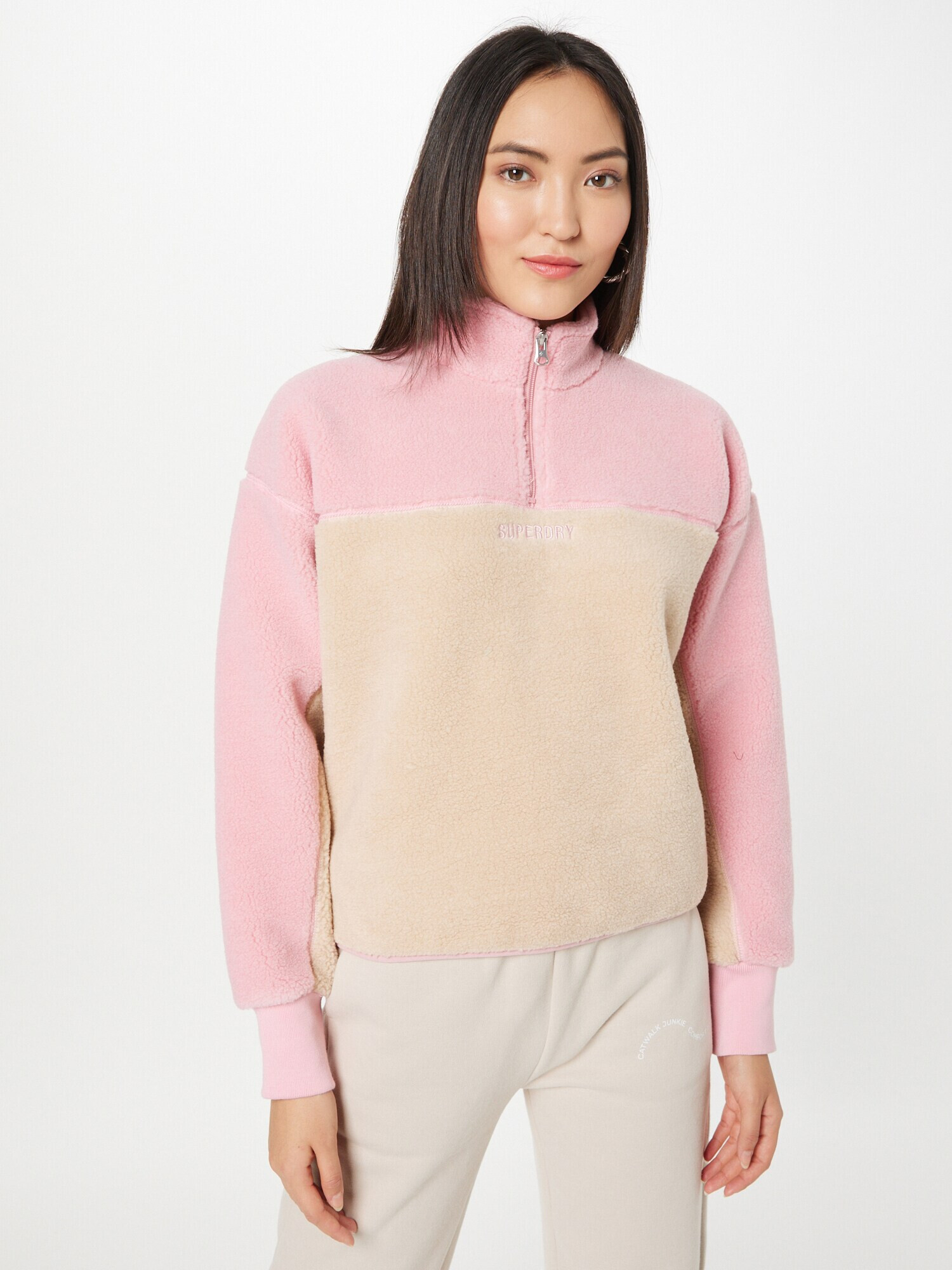 Superdry Pulover bej deschis / rosé - Pled.ro