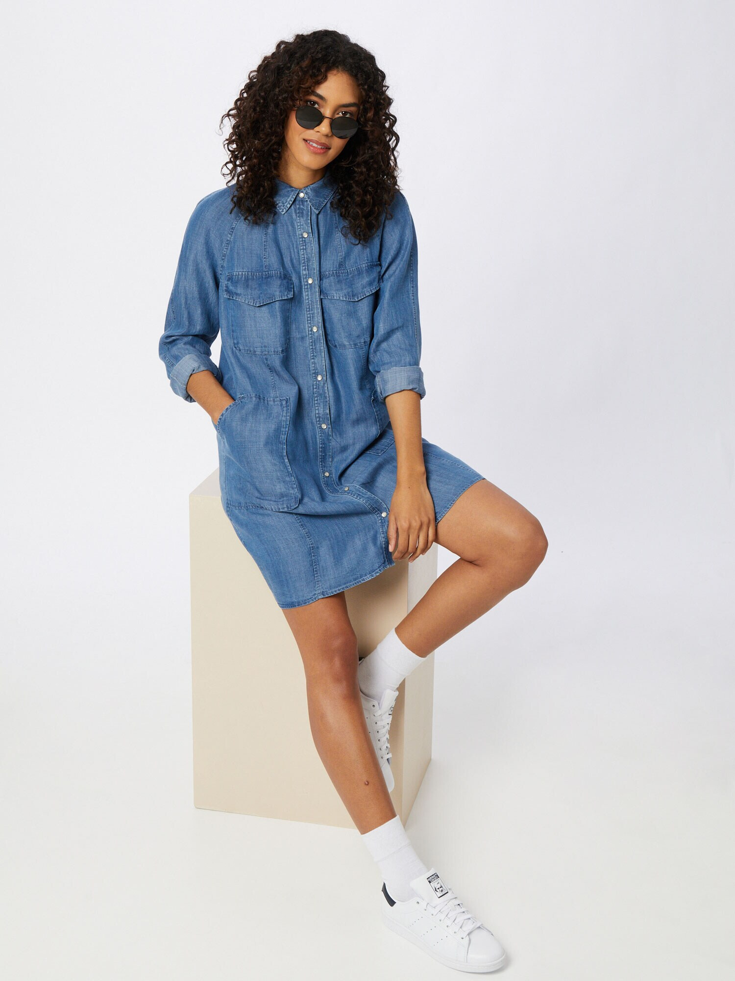 Superdry Rochie de vară 'TENCEL OVERSIZED SHIRT DRESS' albastru - Pled.ro